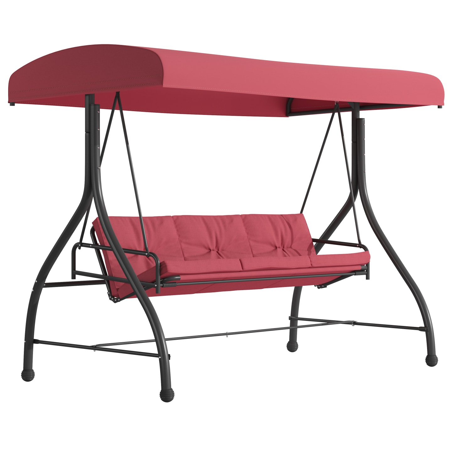 Flash Furniture Tellis 3-Seat Outdoor Steel Converting Patio Swing/Bed, Maroon/Black - Image 3