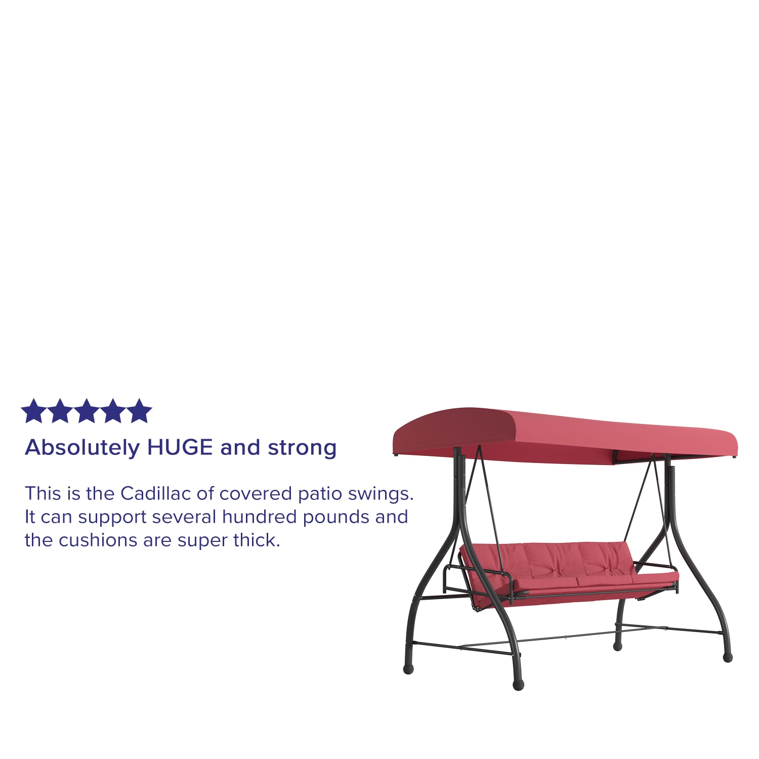 Flash Furniture Tellis 3-Seat Outdoor Steel Converting Patio Swing/Bed, Maroon/Black - Image 5