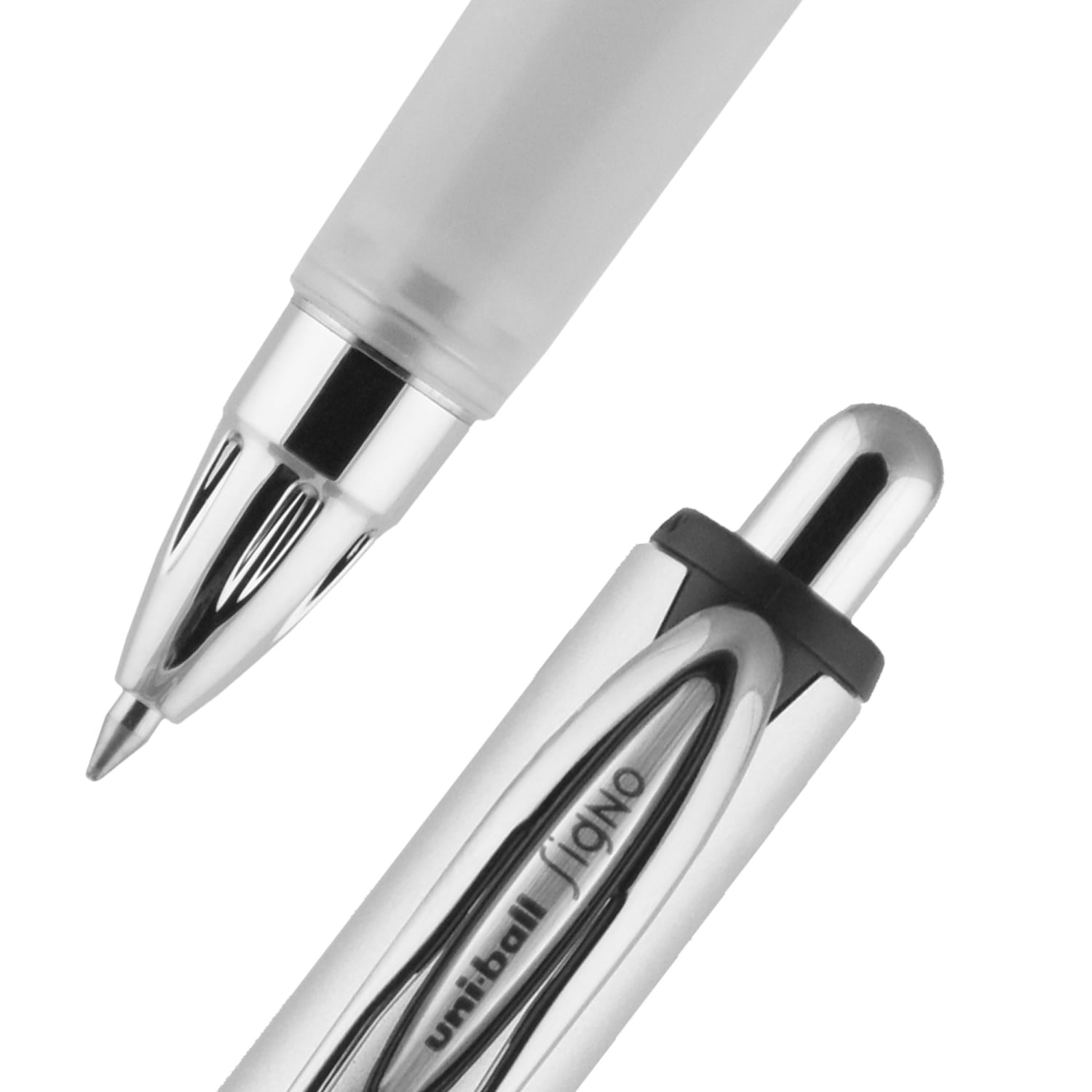 uni-ball 207 Premier Retractable Gel Pen, 0.7 mm, Medium Point, Silver Barrel, Black Ink - Image 3