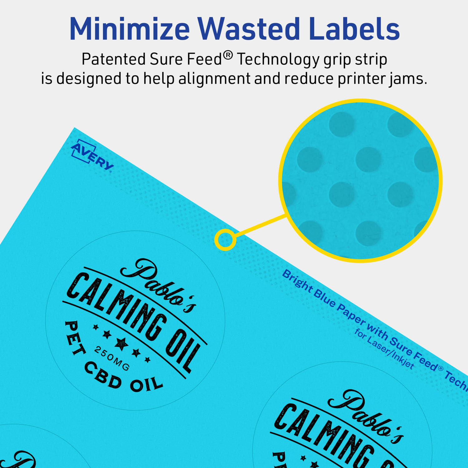 Avery Print-To-The-Edge Labels With Sure Feed Technology And Easy Peel Label Feature, 94512-BBP40, Round, 2-3/4in, Matte Bright Blue, Pack of 240 - Image 5