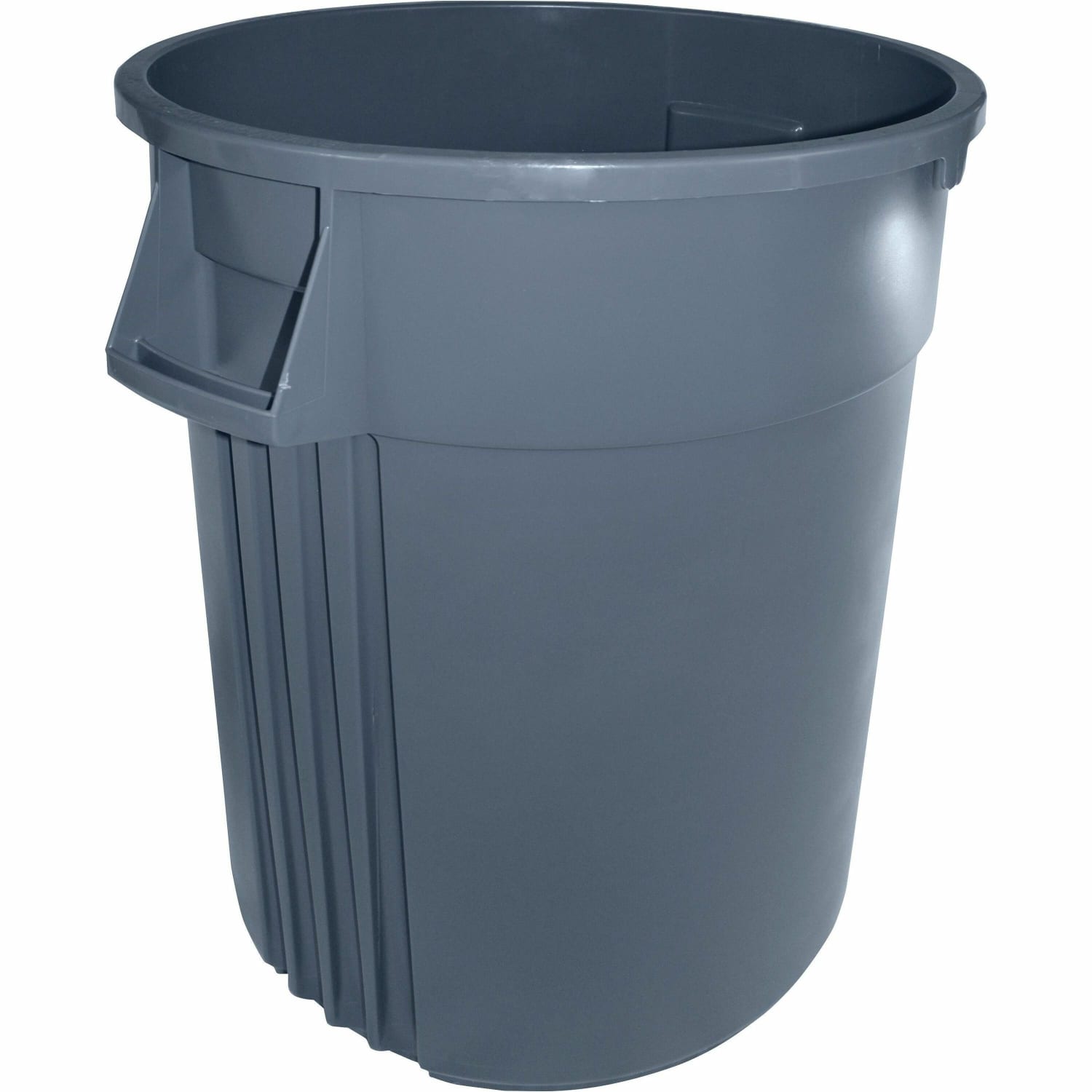 Genuine Joe Gator Round Molded Rubber Waste Container, 55 Gallons, Gray - Image 3
