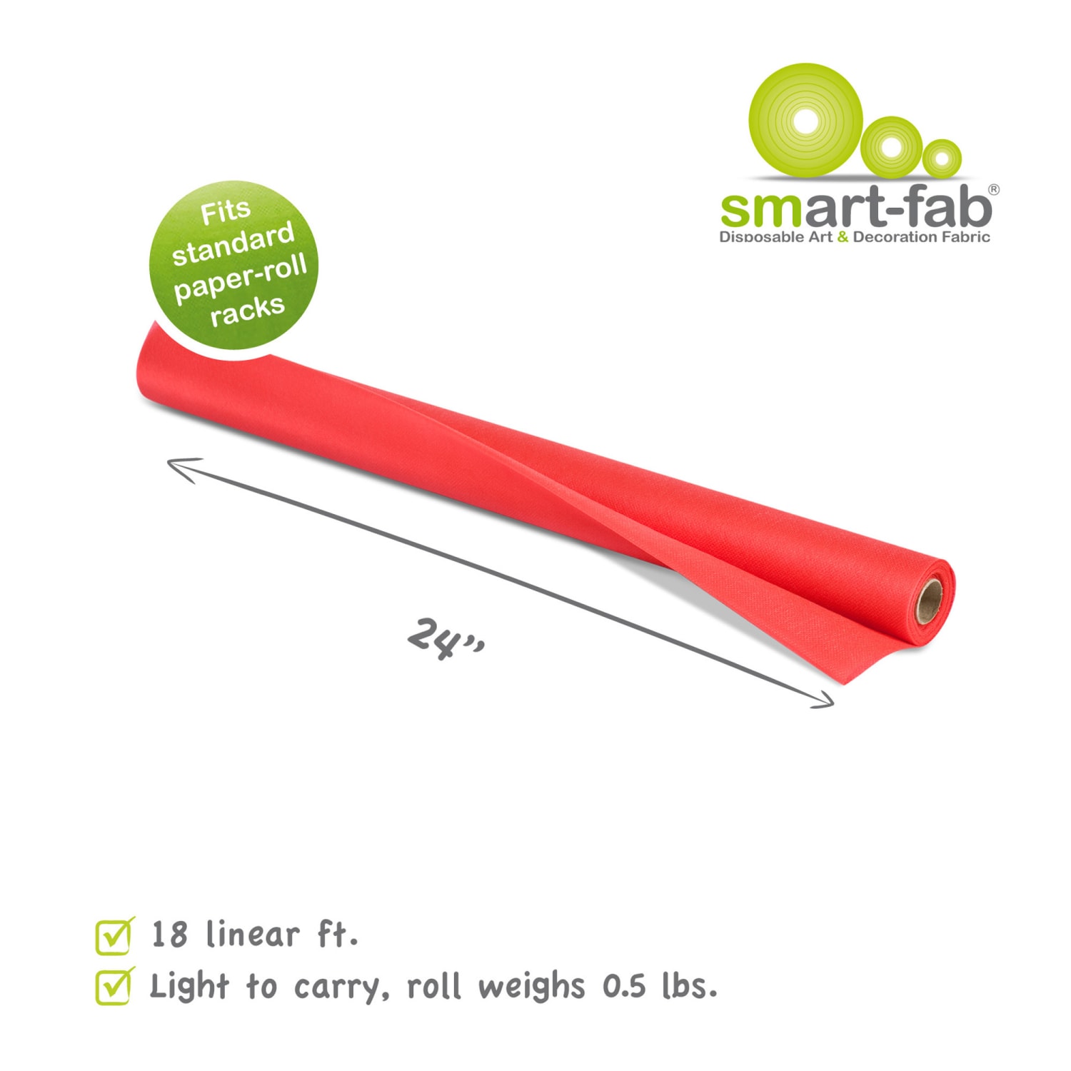 Smart-Fab Art & Decoration Fabric Rolls, 24in x 18ft, Red, Pack Of 3 Rolls - Image 3