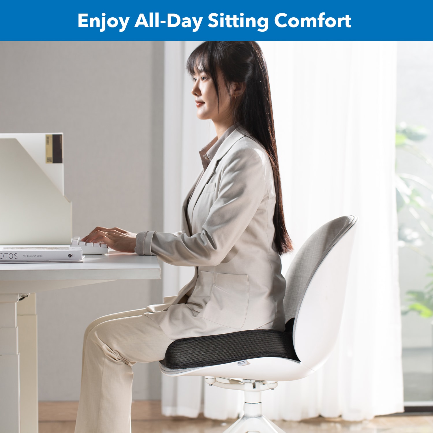 Mount It Ergo Collection Premium Comfort Seat Cushion 15inH x 17 34inW x 5 18inD Black PopularChairscom