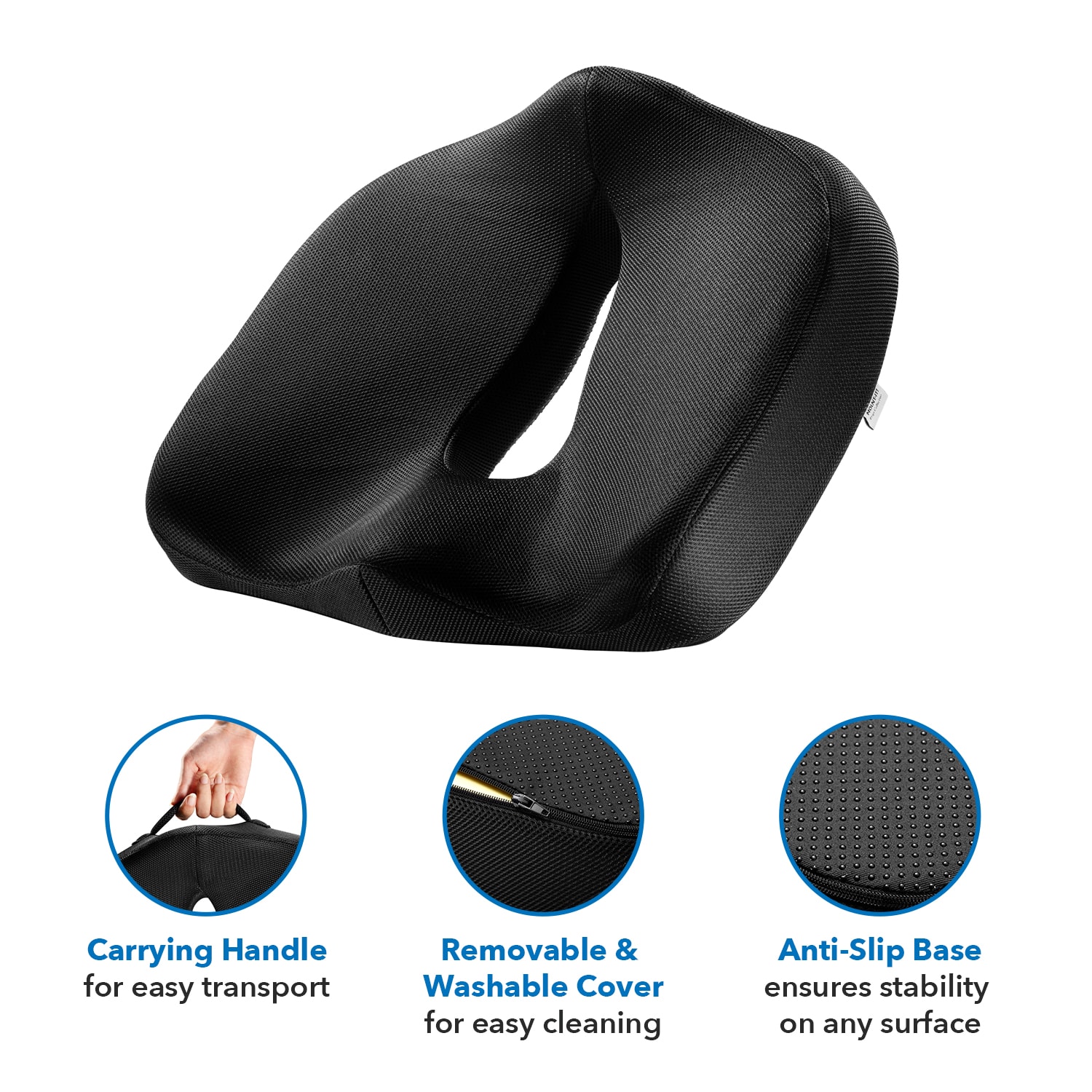 Mount-It! Ergo Collection Premium Comfort Seat Cushion, 15inH x 17-3/4inW x 5-1/8inD, Black - Image 7