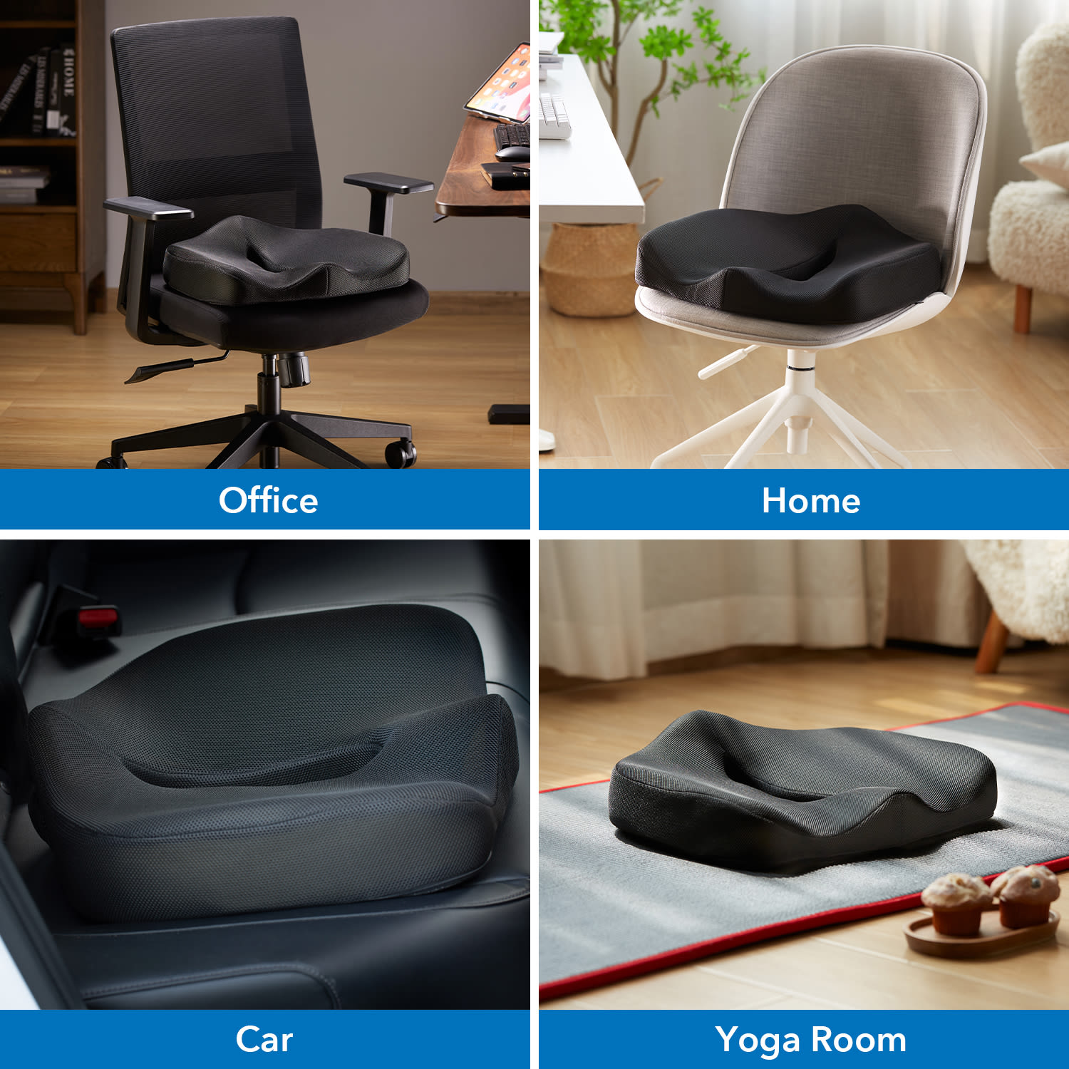 Mount-It! Ergo Collection Premium Comfort Seat Cushion, 15inH x 17-3/4inW x 5-1/8inD, Black - Image 9