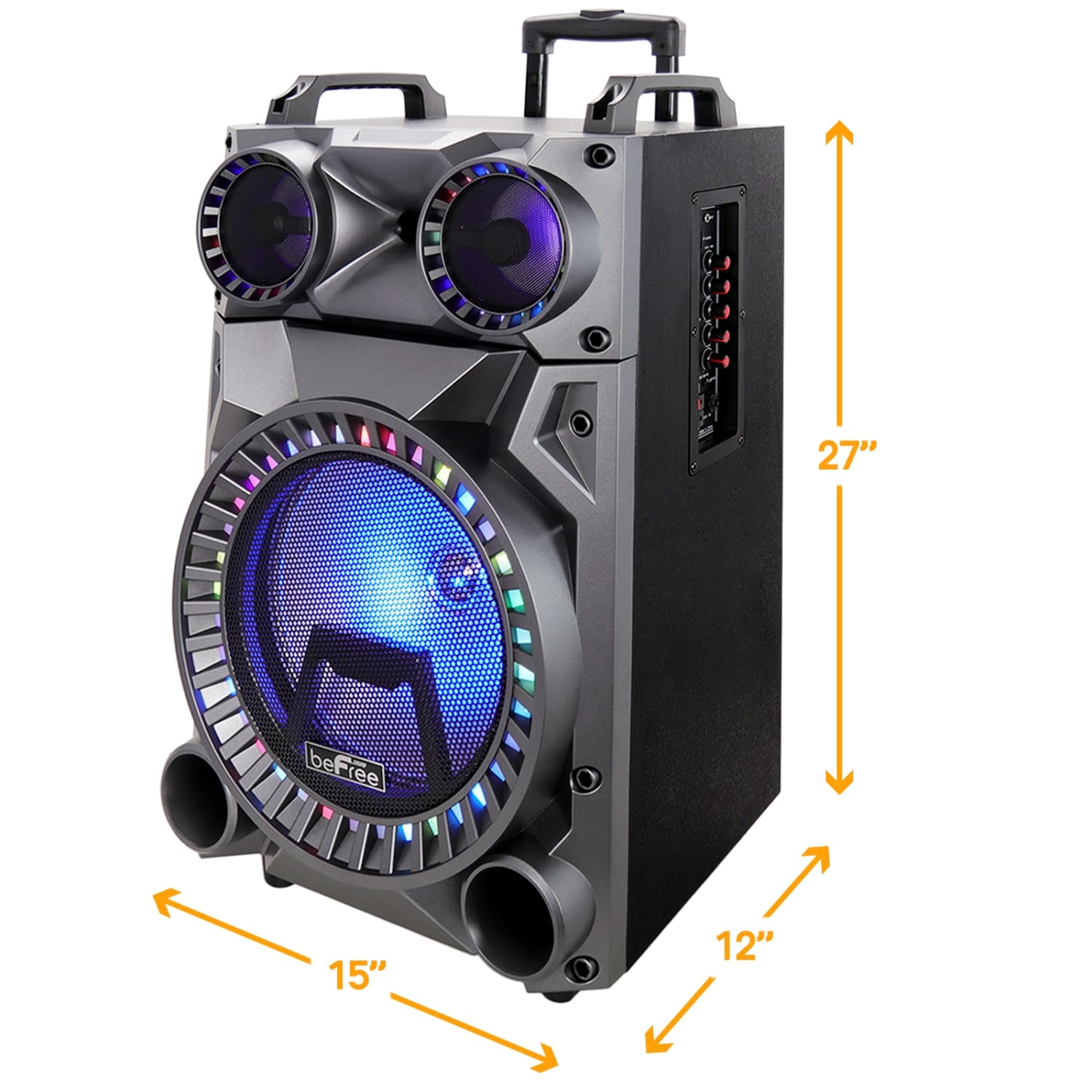 BeFree Sound 60-Watt Rechargeable Bluetooth Wireless Portable Party Speaker With Lights, Black - Image 6