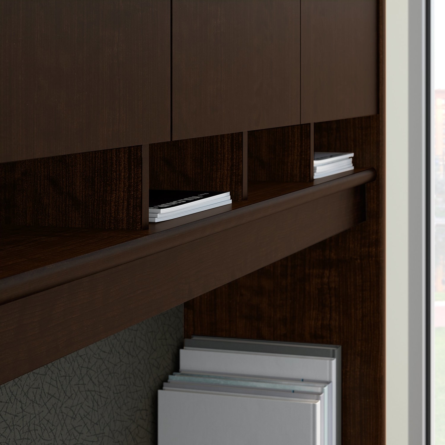 Bush Business Furniture Components 72inW 3 Position Sit to Stand L Shaped Desk with Hutch and Mobile File Cabinet, Mocha Cherry, Standard Delivery - Image 6