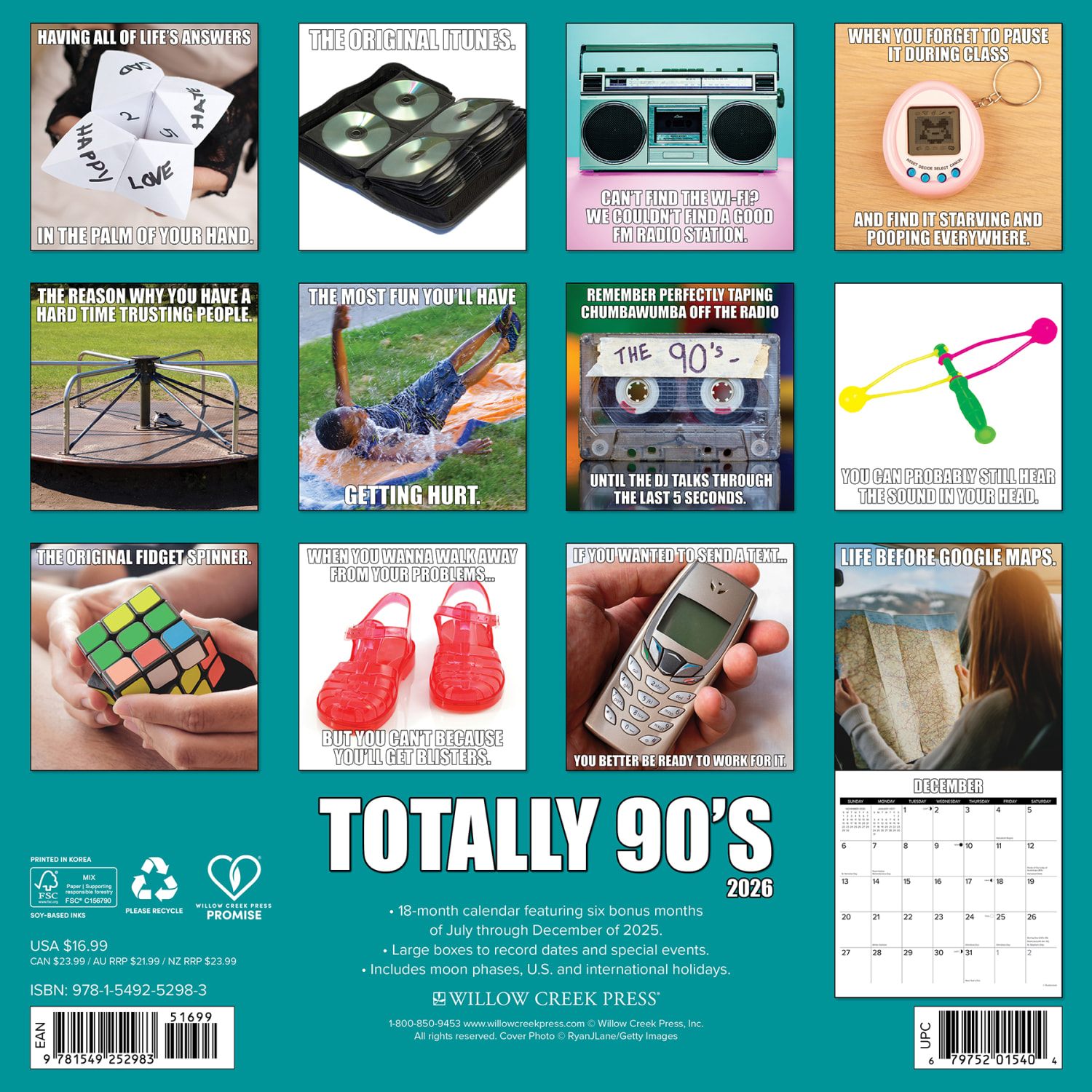 2026 Willow Creek Press Humor & Comics Monthly Wall Calendar, 12in x 12in, Totally 90s, January To December, 52983 - Image 6