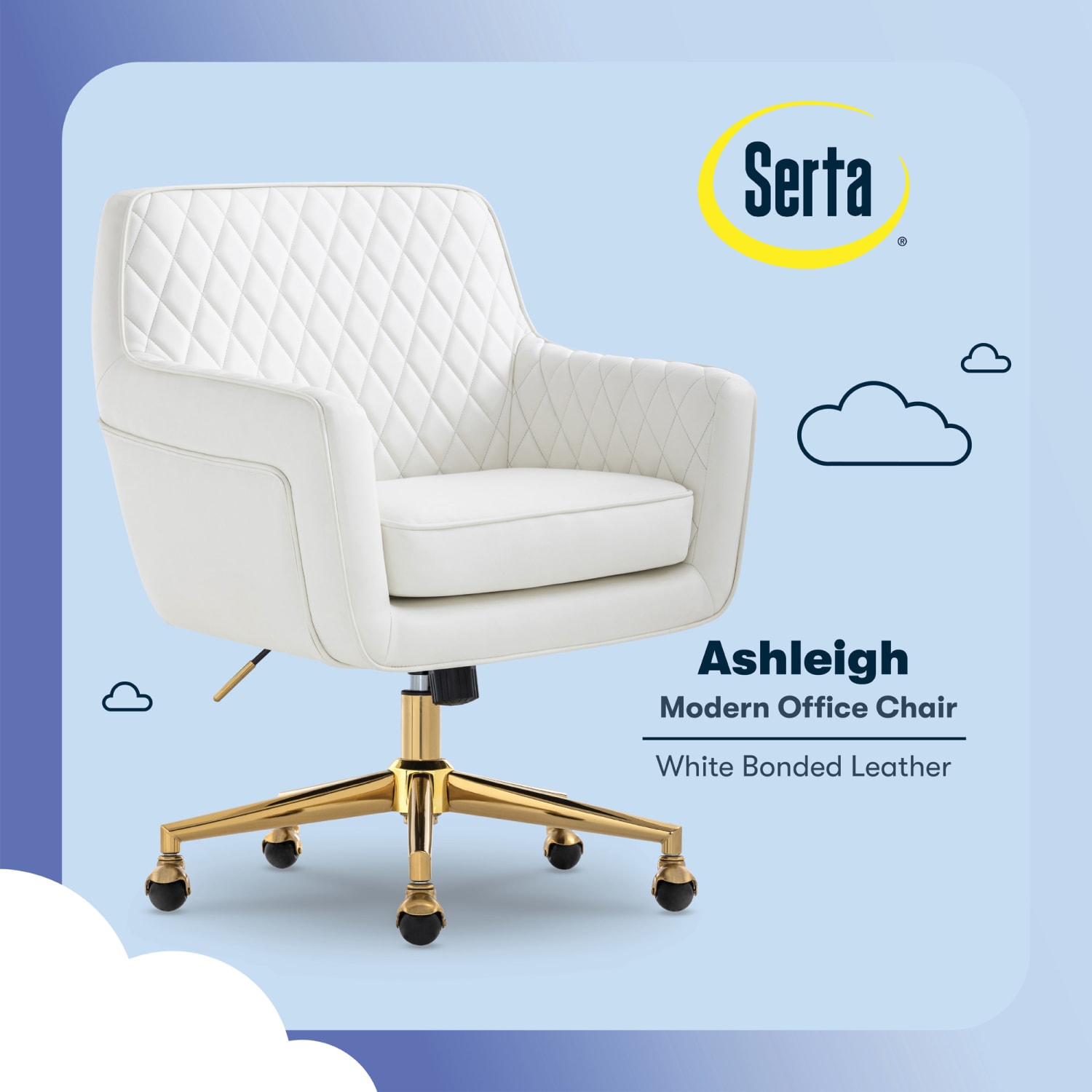 Serta Ashleigh Ergonomic Bonded Leather MidBack Modern Office Chair White PopularChairscom Serta Ashleigh Ergonomic Bonded Leather Mid Back Modern Office Chair White PopularChairscom