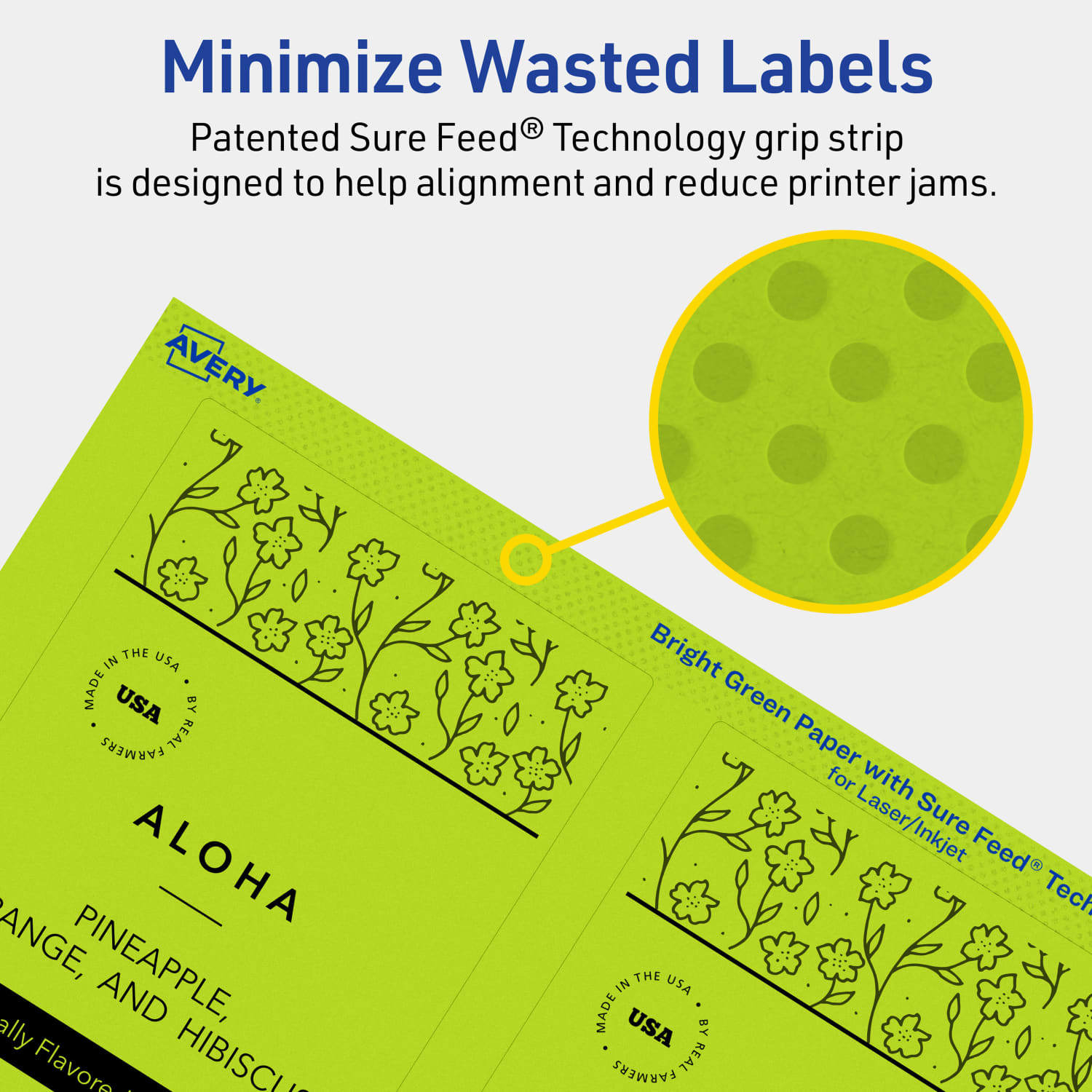 Avery Printable Labels With Sure Feed Technology, 94256-BGP40, Rectangle, 5in x 3-1/2in, Matte Bright Green, Pack of 160 - Image 5