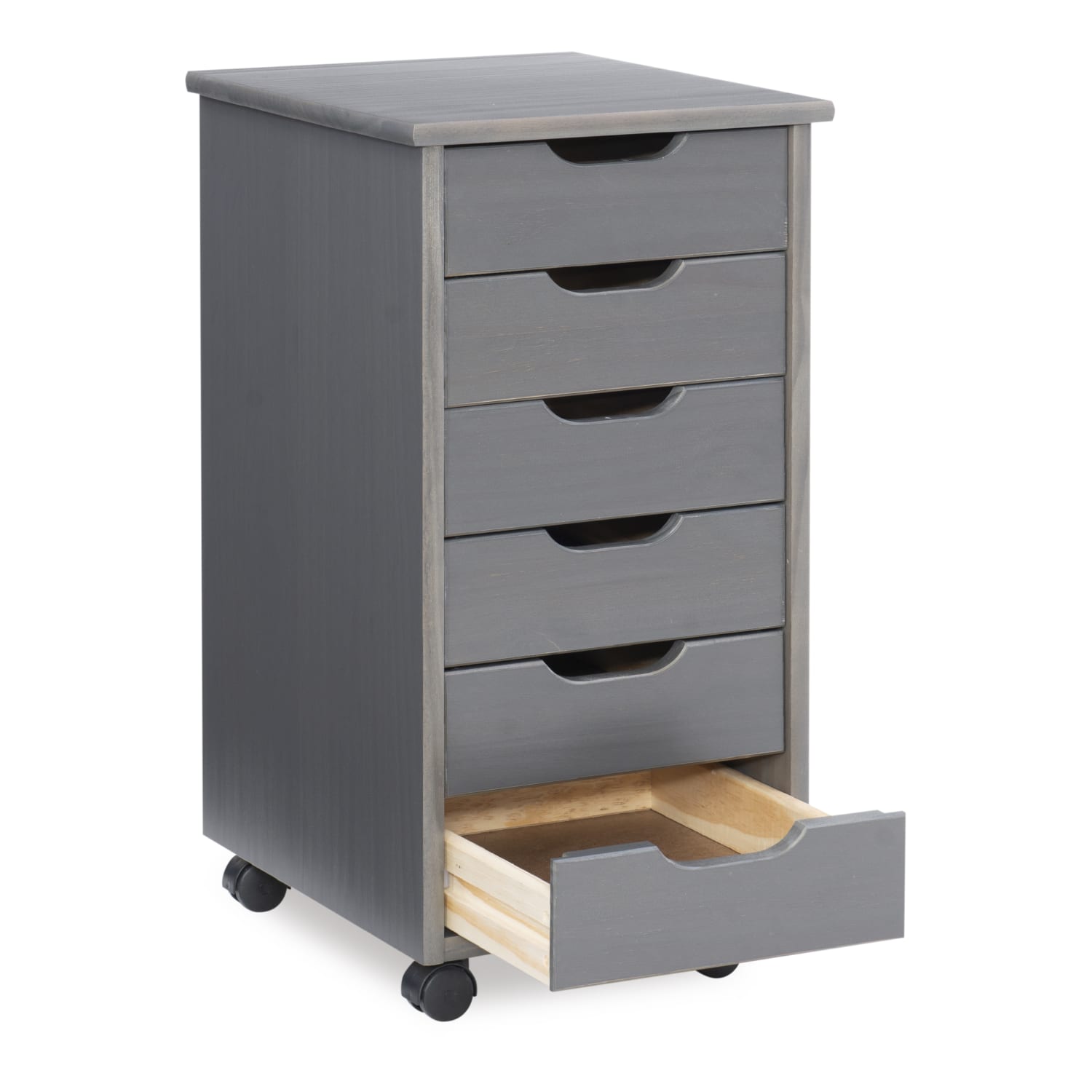 Linon Casimer 6-Drawer Rolling Home Office Storage Cart, Grey - Image 5