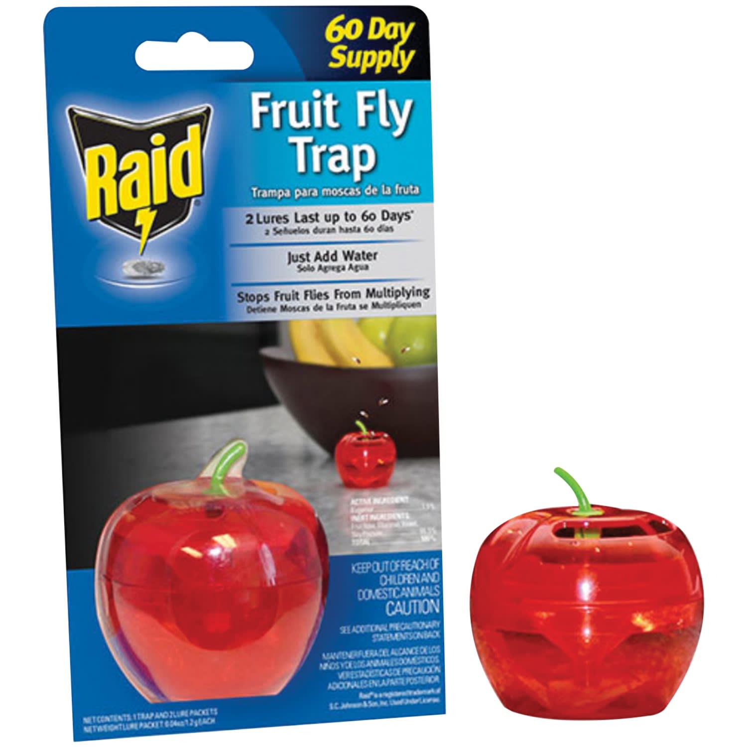 Raid Apple Fruit Fly Traps, 2.4 Oz, Pack Of 2 Traps