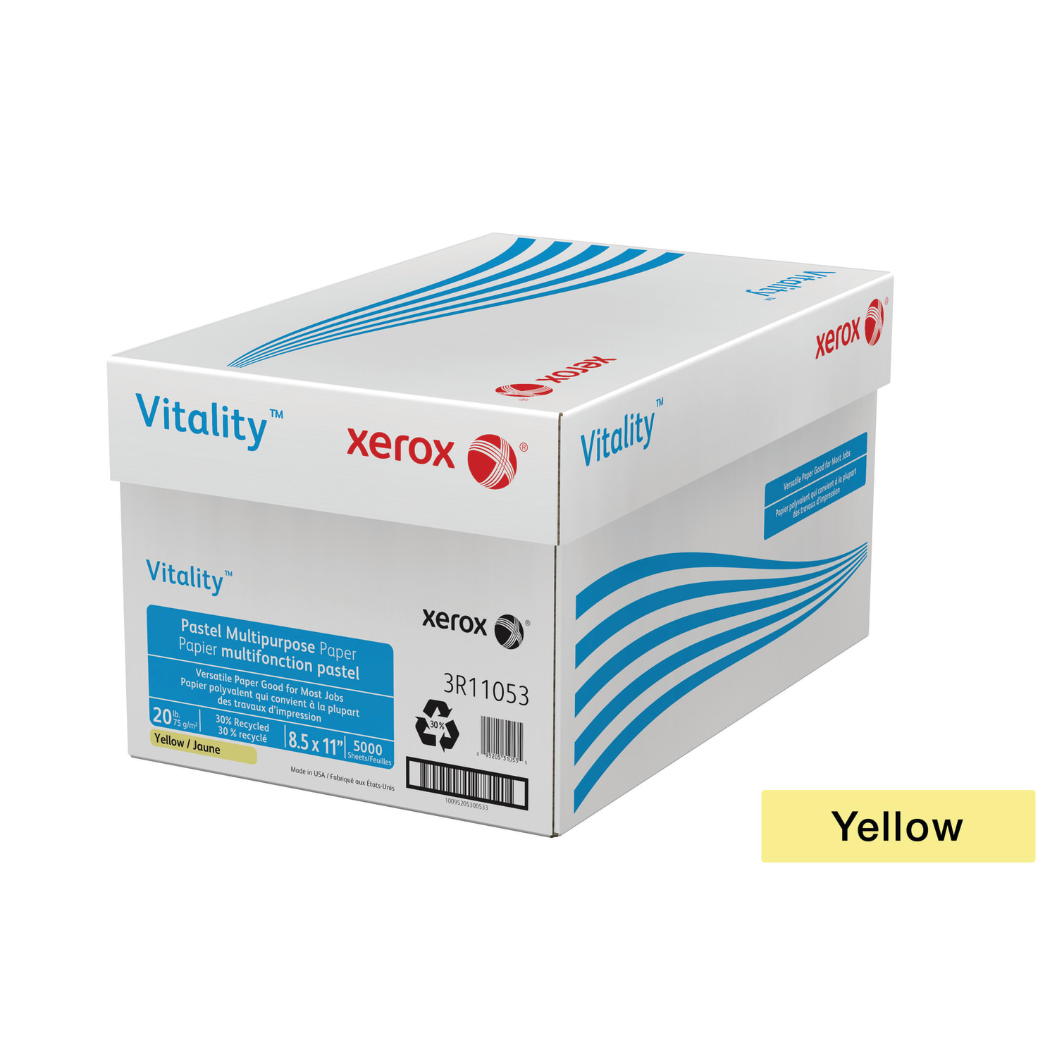 Xerox Vitality Pastel Color Multi-Use Printer & Copy Paper, 10 Reams, Yellow, Letter Size, 5000 Sheets Per Case, 20 Lb, 30% Recycled - 3R11053-CT - Image 6