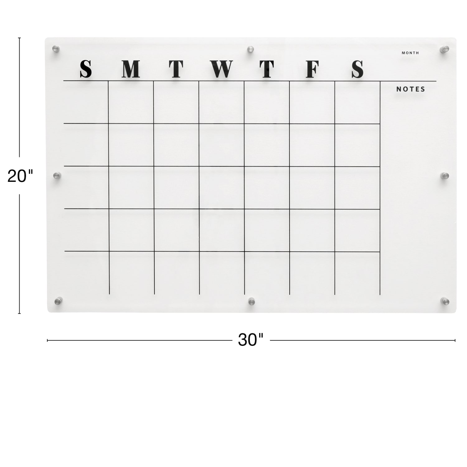Excello Acrylic Non-Magnetic Dry-Erase Board With Custom Printed Calendar, 30in x 20in, Clear - Image 4