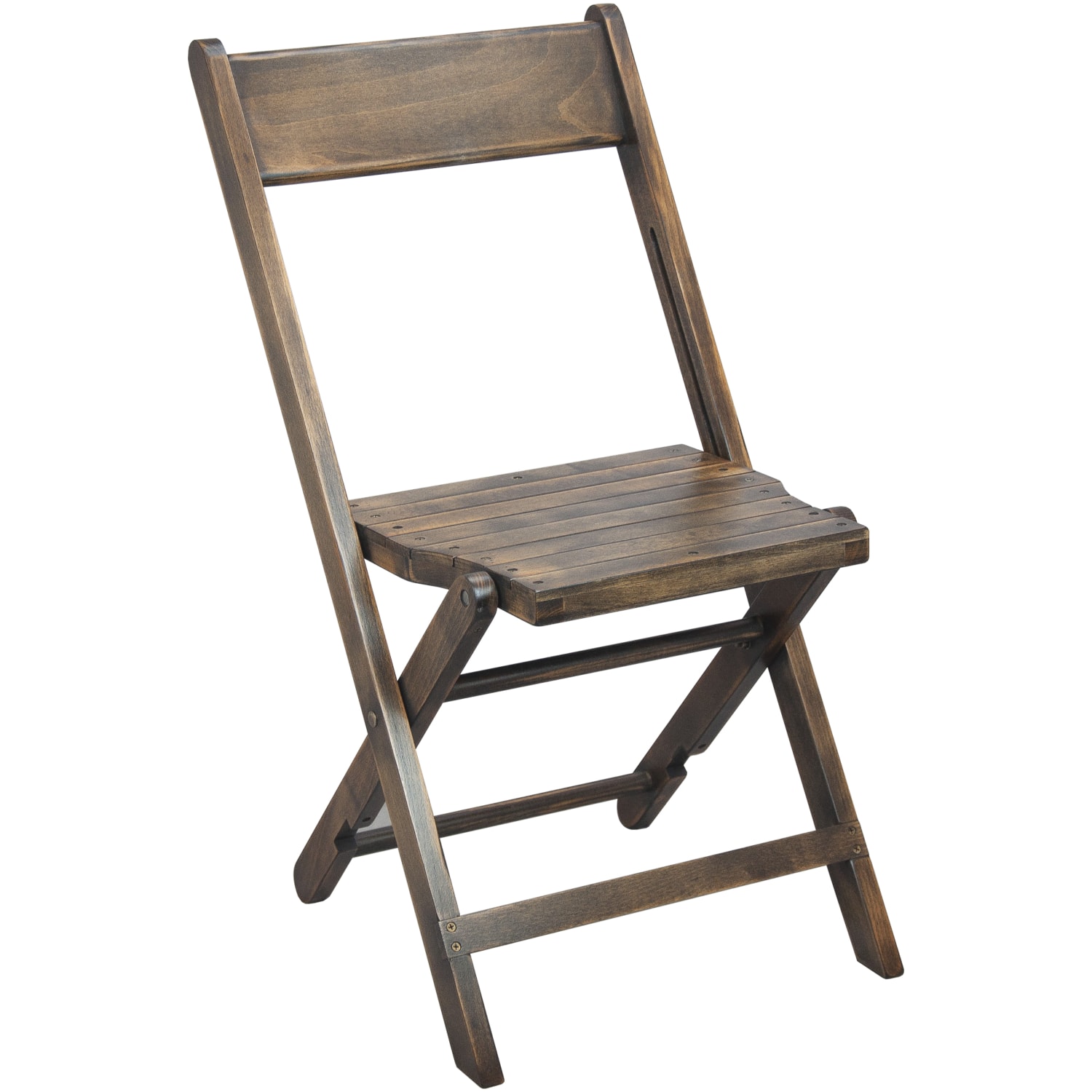 Flash Furniture Advantage Slatted Wood Folding Wedding Chairs, Antique Black, Pack Of 2 Chairs
