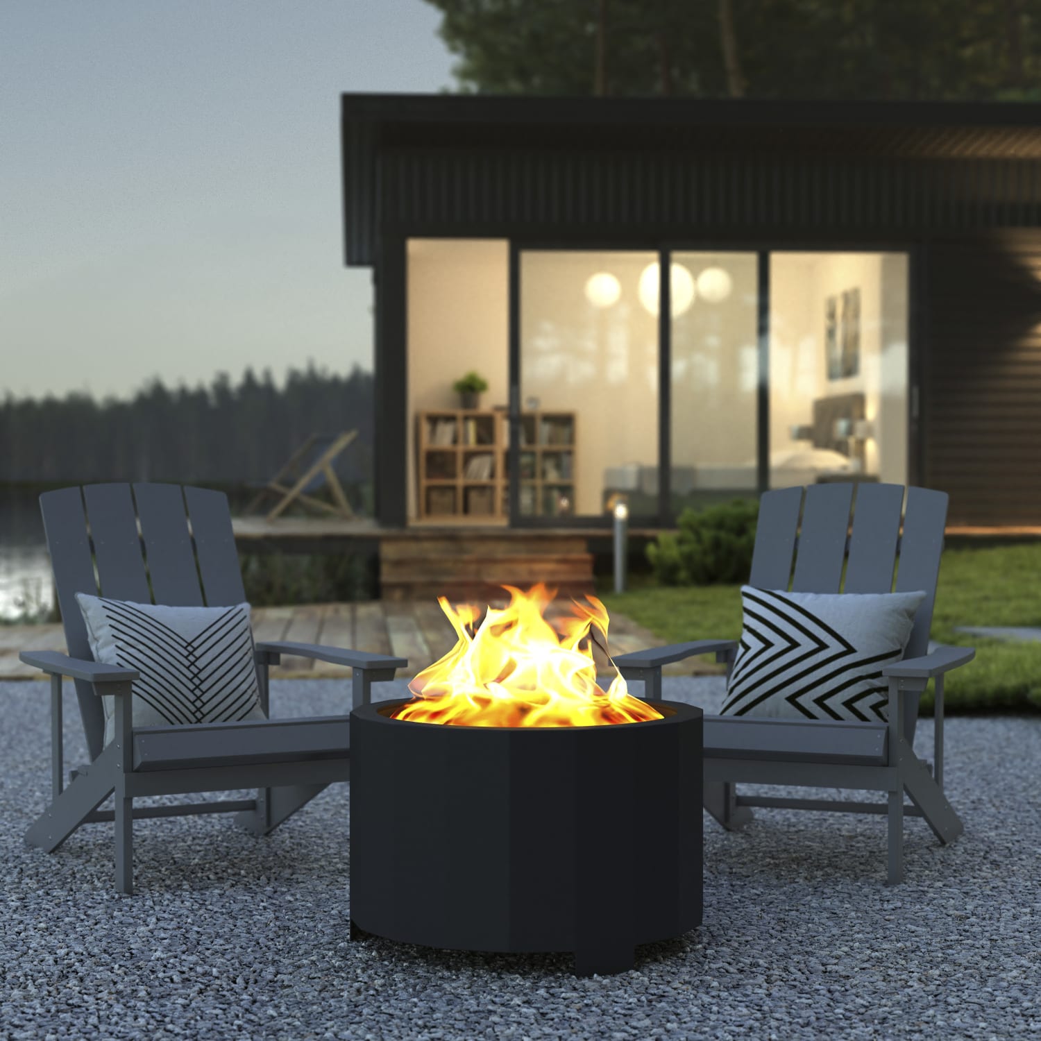 Flash Furniture Titus Commercial Grade Smokeless Outdoor Firepit With Waterproof Cover, 17-3/4inH x 27inW x 27inD, Black - Image 6