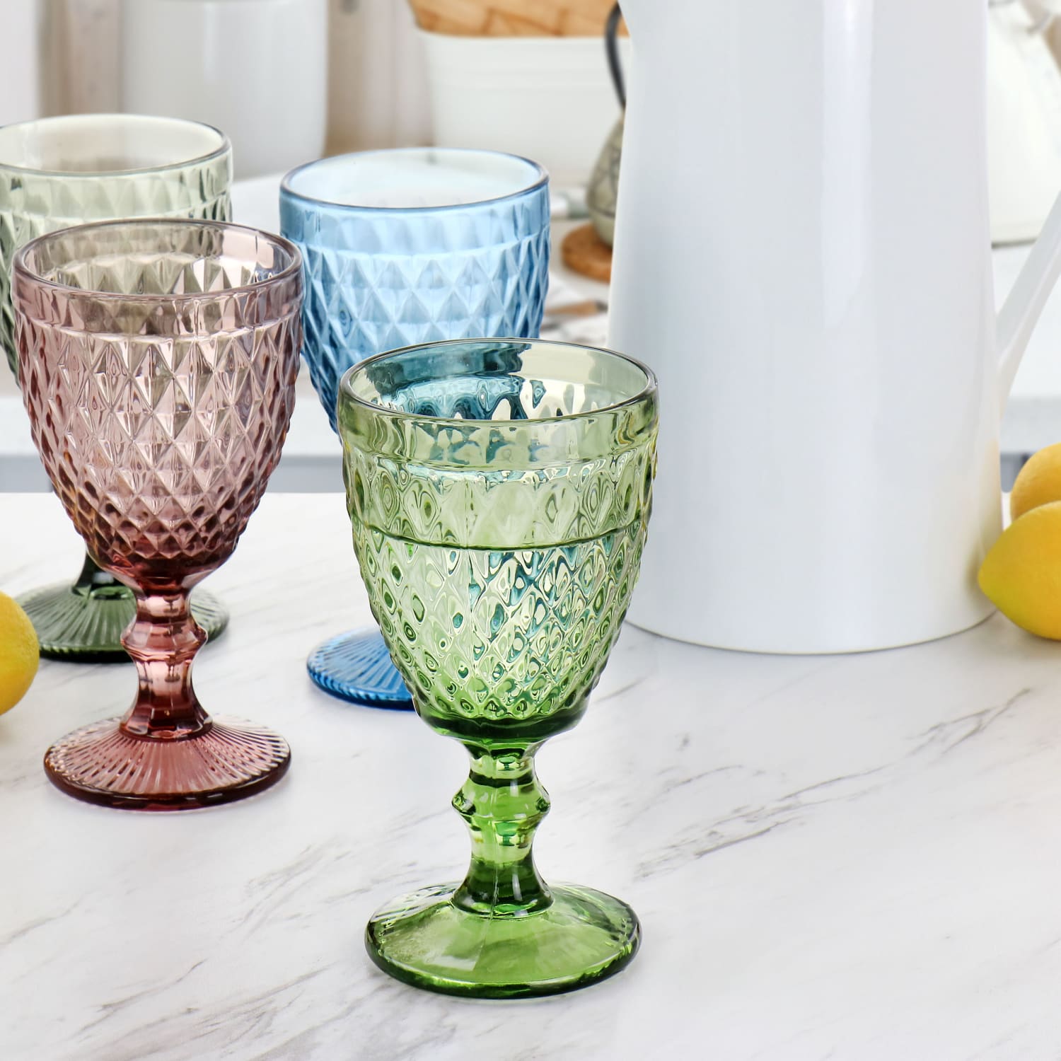 Gibson Home Rainbow Hue 4-Piece Goblet Set, 11.2 Oz, Assorted Colors - Image 6