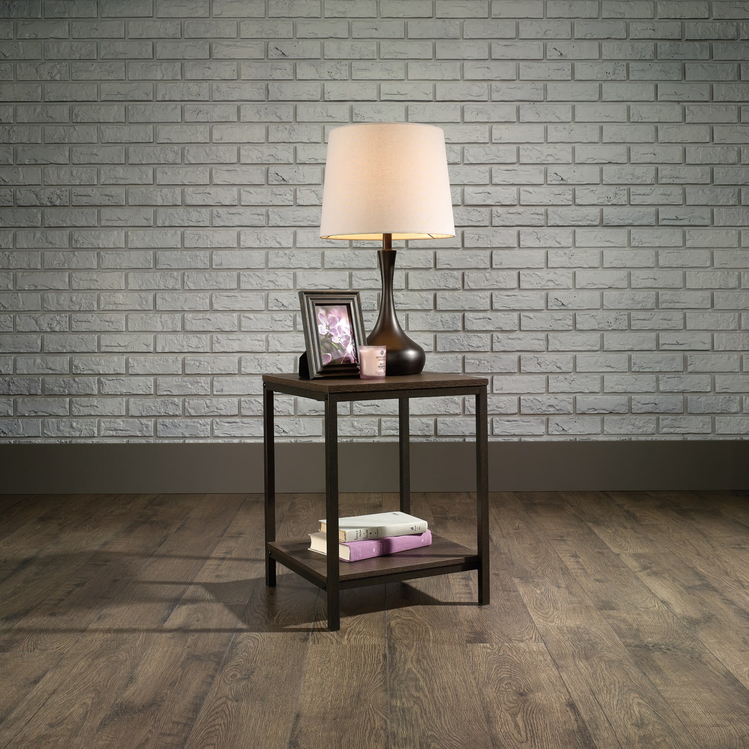 Sauder North Avenue Side Table, Rectangular, Smoked Oak/Black - Image 3