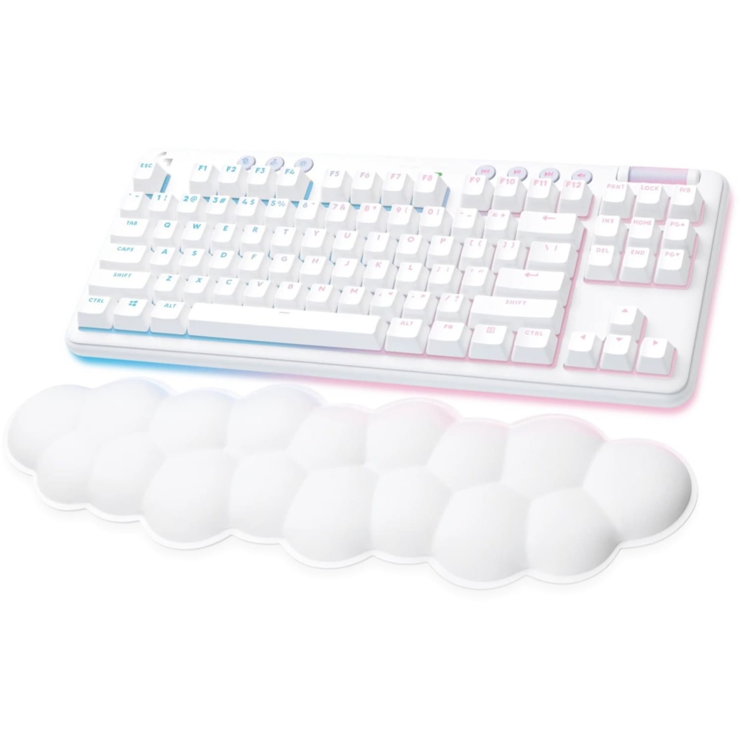 Logitech G G715 Wireless Gaming Keyboard, Linear Switches (GX Red) and Keyboard Palm Rest, White Mist - 920010684