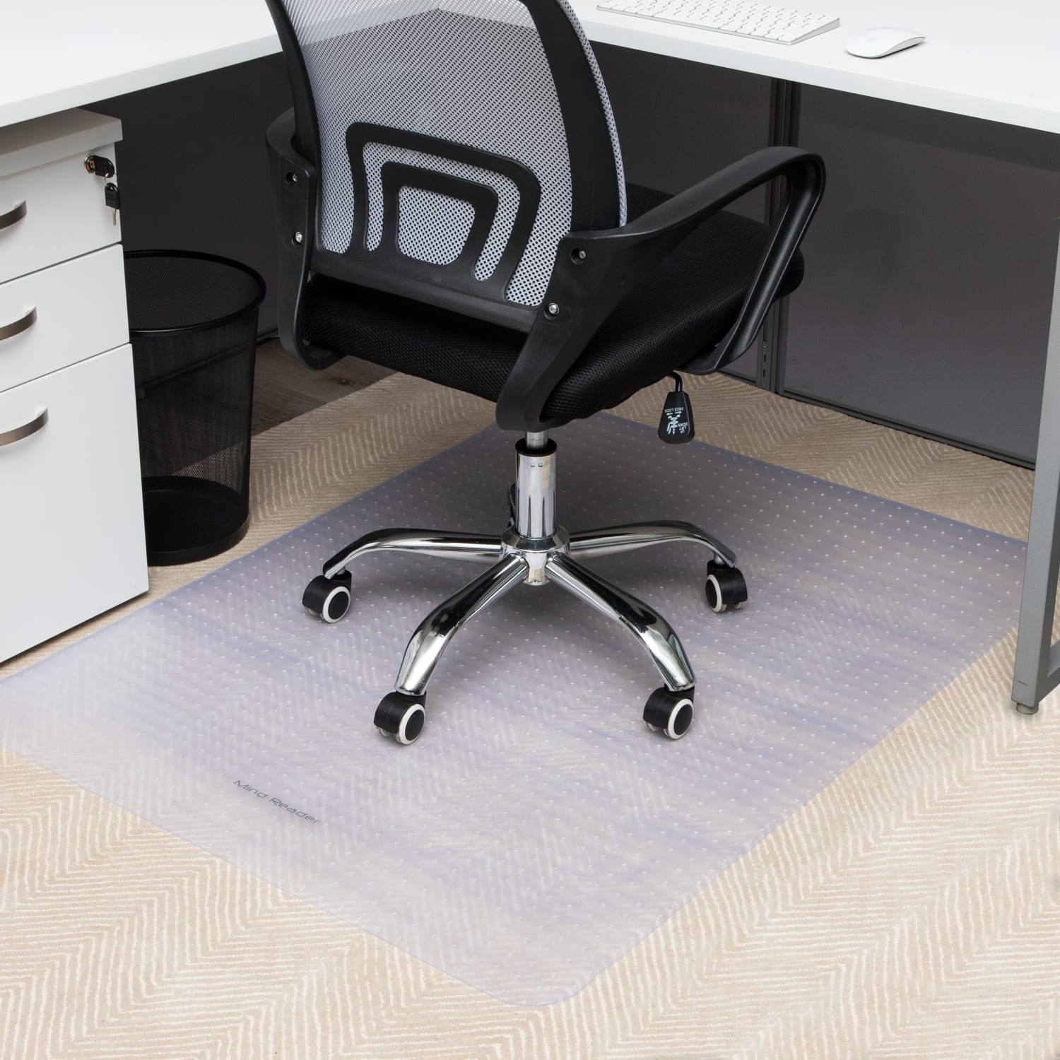 Mind Reader Office Chair Mat for Carpet Grips, PVC, 47inL x 35-1/4inW x 1/10inH, Clear - Image 3