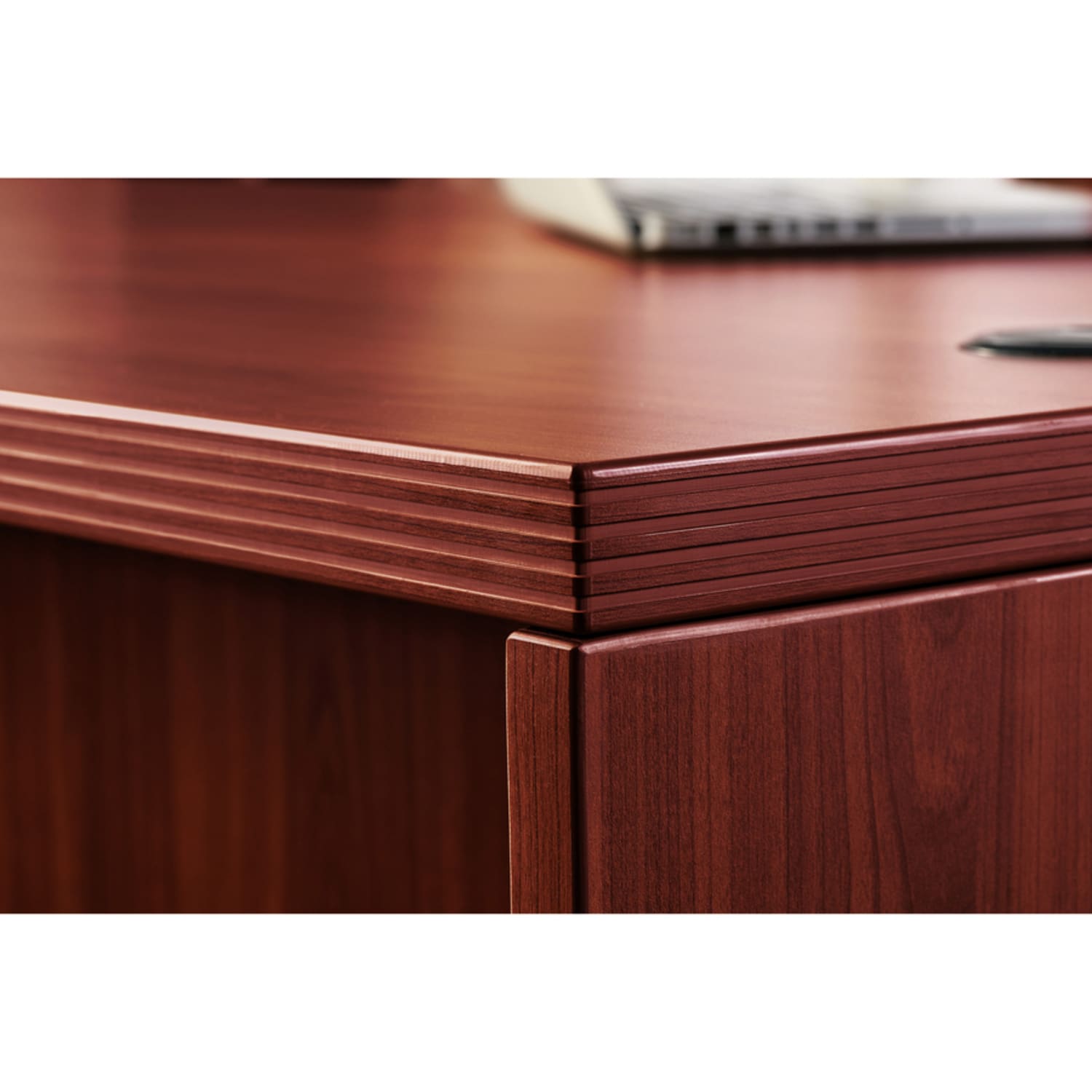 Lorell Chateau 60inW Credenza Computer Desk, Mahogany - Image 3