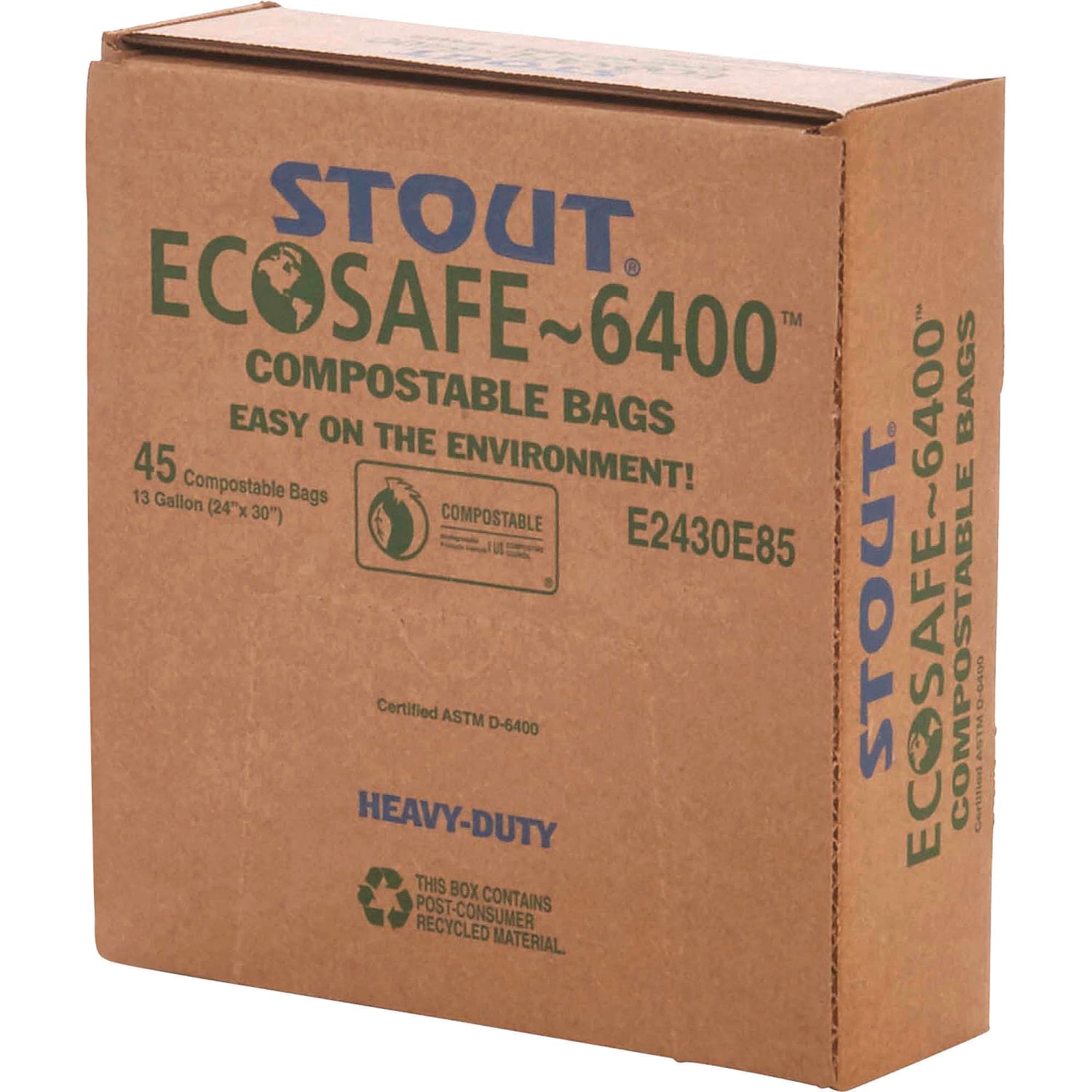 EcoSafe-6400 Compostable Compost Bags, 0.85 mil, 13-Gallon, Green, Box Of 45 - Image 4