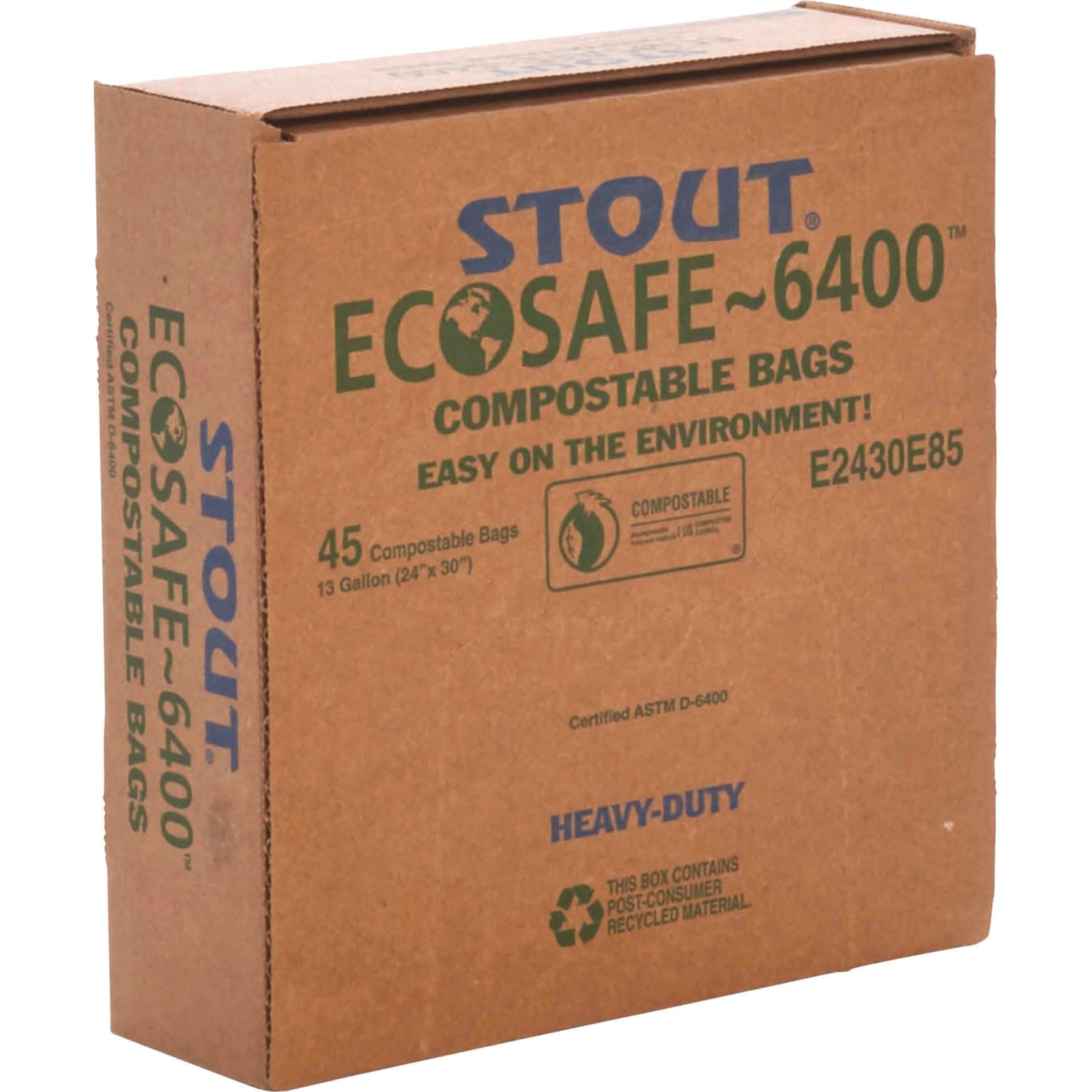 EcoSafe-6400 Compostable Compost Bags, 0.85 mil, 13-Gallon, Green, Box Of 45 - Image 5
