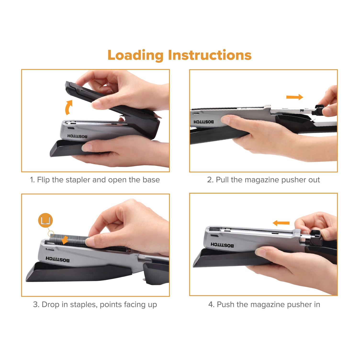 Bostitch InPower Spring-Powered Desktop Stapler, 20-Sheet Capacity, Black/Gray - Image 5