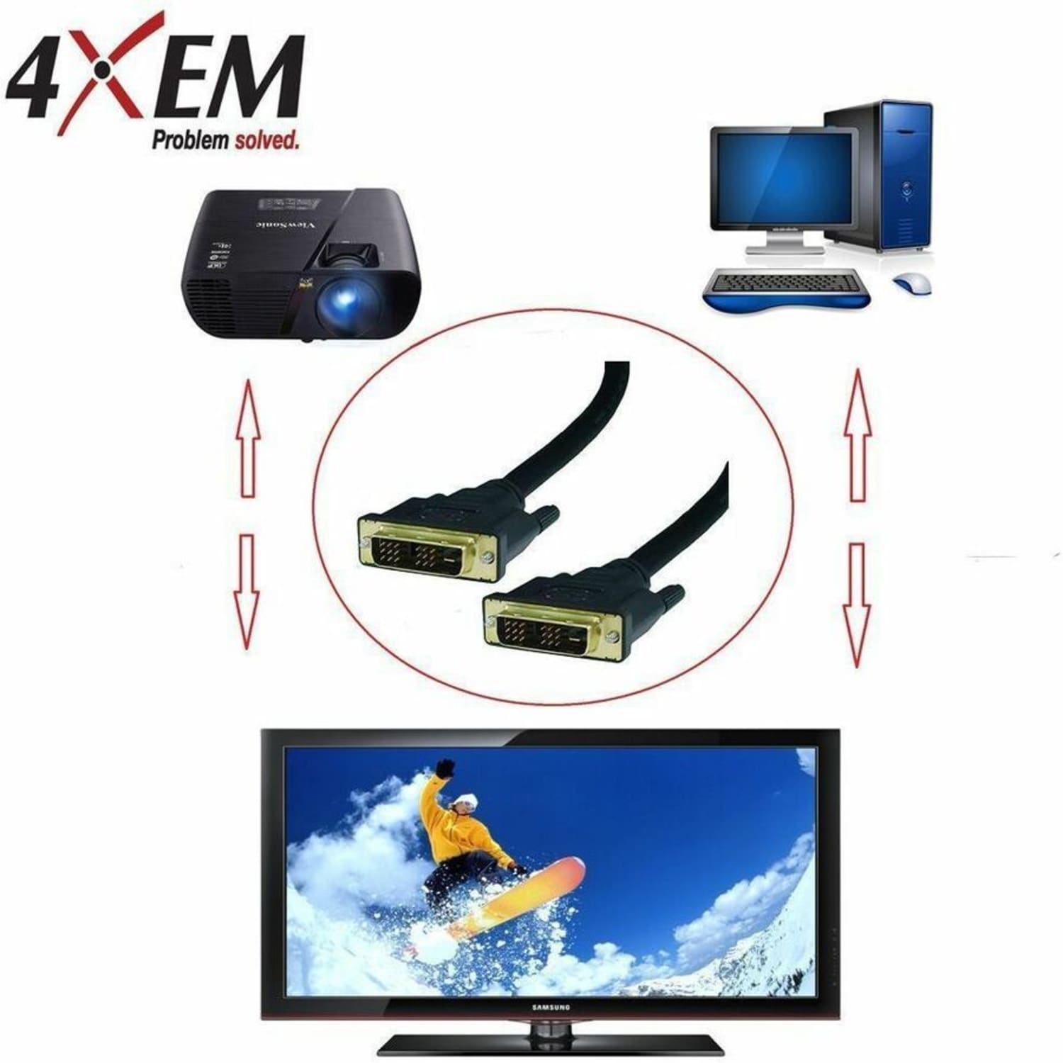 4XEM DVI-D Single Link Male to Male Digital Video Cable, 6ft, Black - Image 3