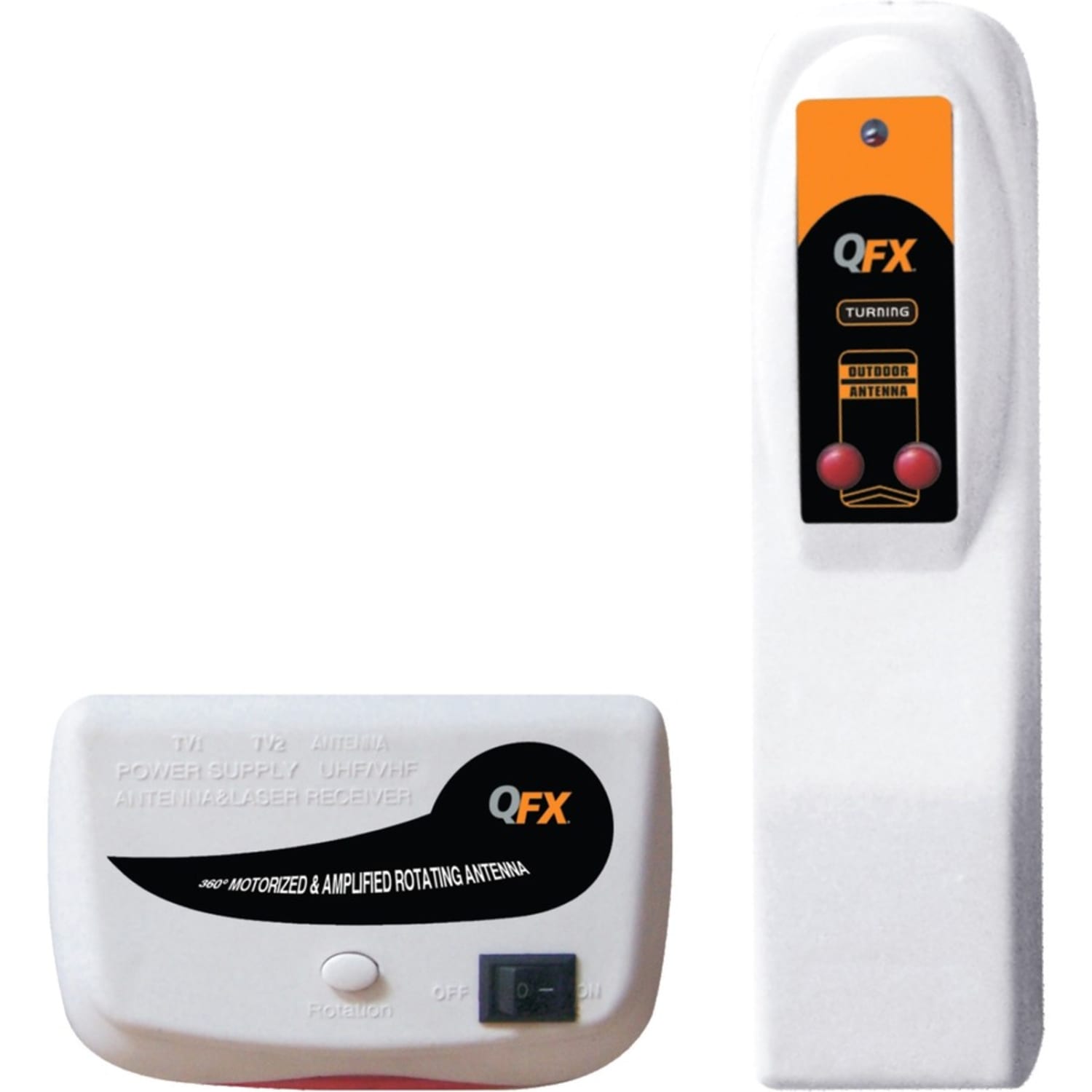 QFX ANT-106 Motorized Remote Control Antenna - Upto 45 Mile Range - VHF, UHF, FM, HD - 28 dB - HDTV Antenna, Outdoor, TV Tuner, Signal Booster - Silver - Omni-directional - Image 3