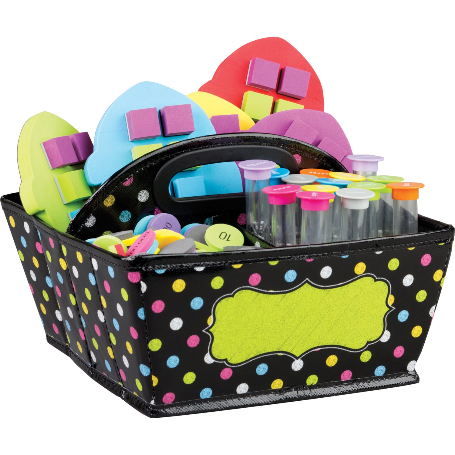 Teacher Created Resources Burlap Design Storage Caddies, 6inH x 9inW x 9inD, Chalkboard Brights, Pack Of 2 Caddies - Image 3