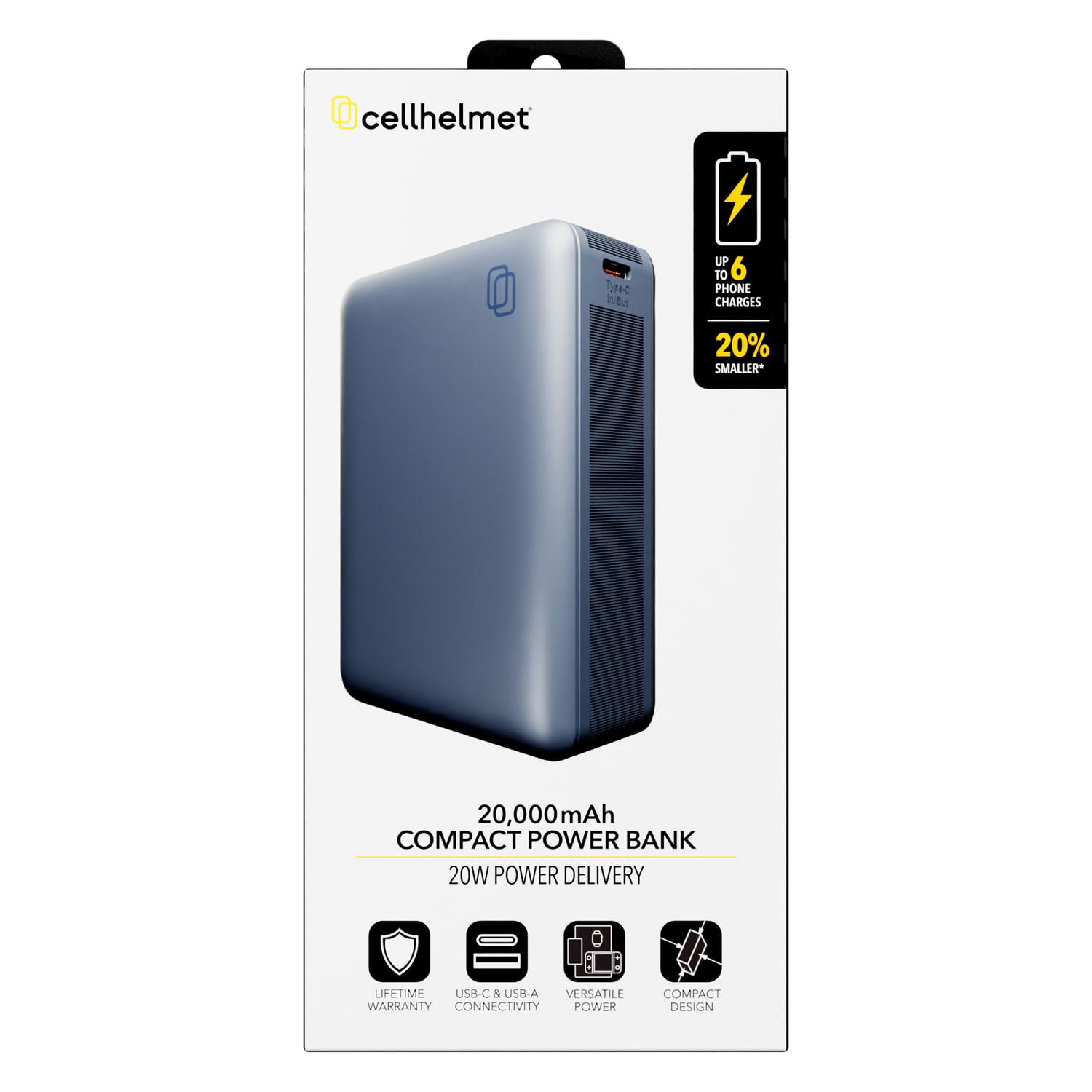 cellhelmet 20,000-mAh Portable USB-C And USB-A Power Bank, Black, PP-224 - Image 6