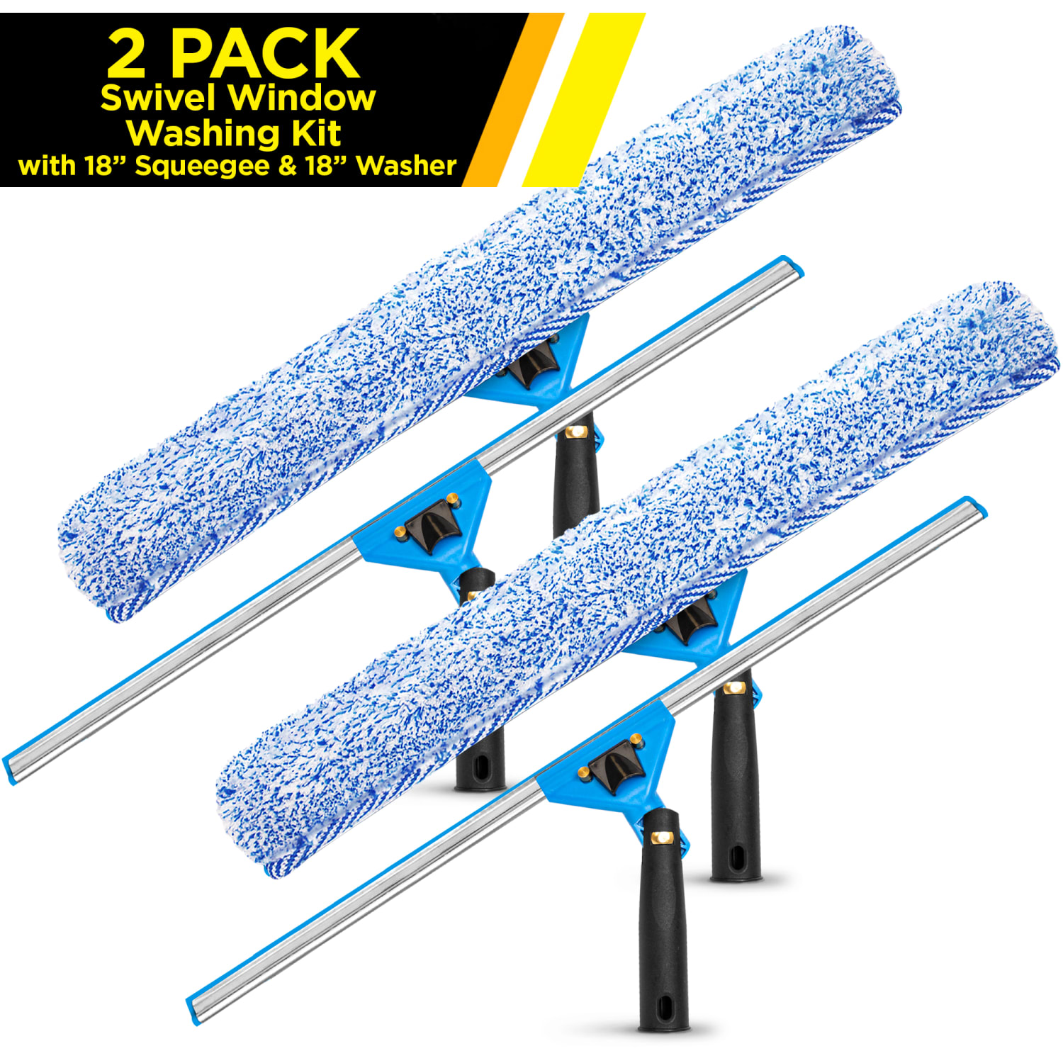 Gritt Commercial Swivel Window Washing Kit With Squeegee And Washer, 18in, Multicolor, Pack Of 2 Kits - Image 4