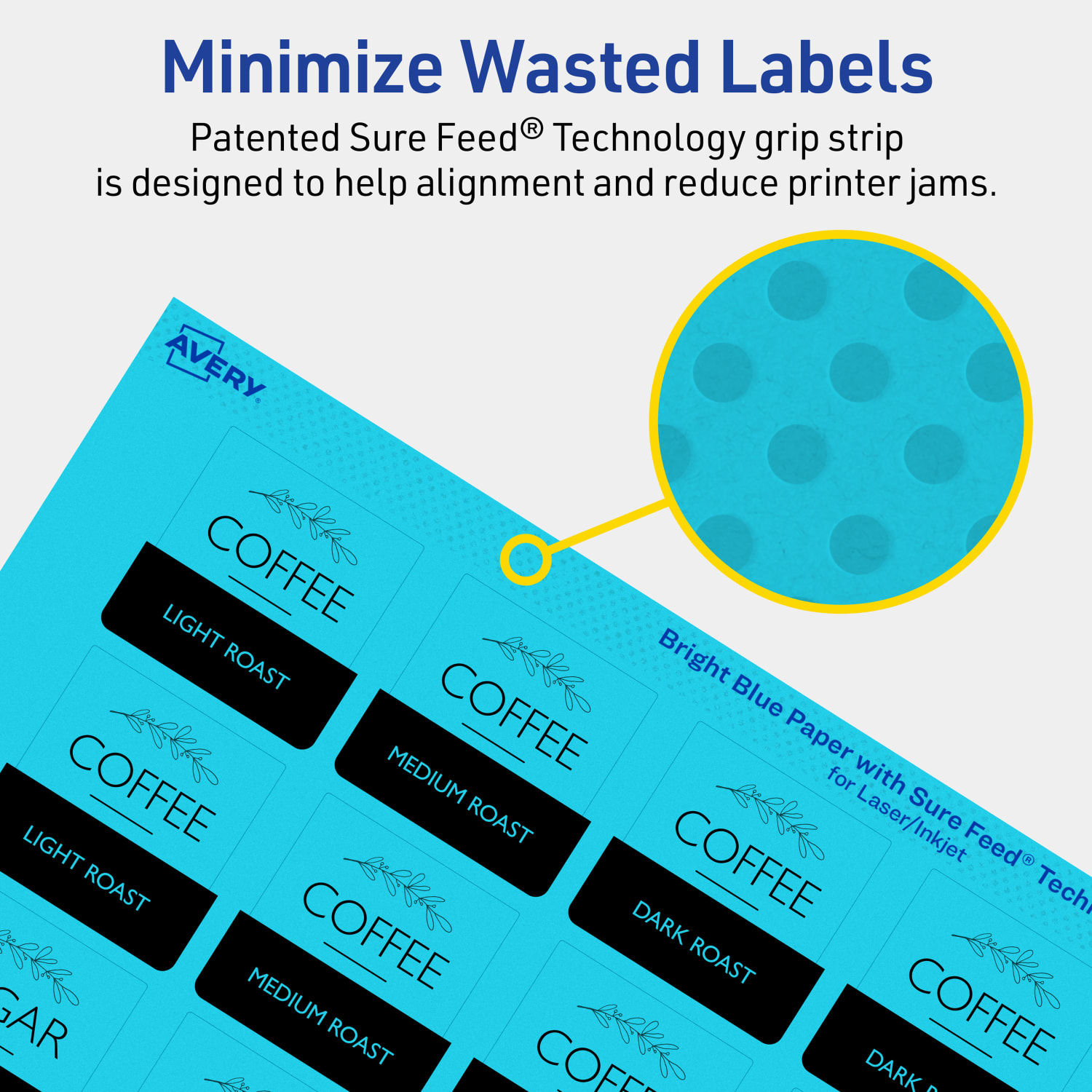 Avery Print-To-The-Edge Labels With Sure Feed Technology And Easy Peel, 94106-BBP10, Square, 1-1/2in x 1-1/2in, Matte Bright Blue, Pack of 200 - Image 5