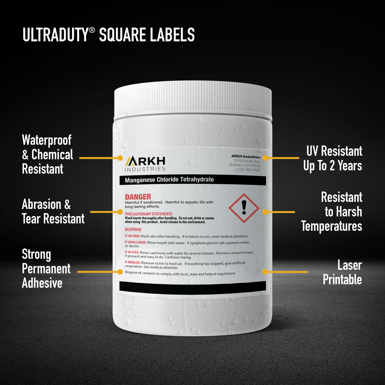Avery Ultra Duty Permanent GHS Chemical Labels, 97197-WMU50, Square, 1in x 1in, White, Pack Of 2,400 - Image 3