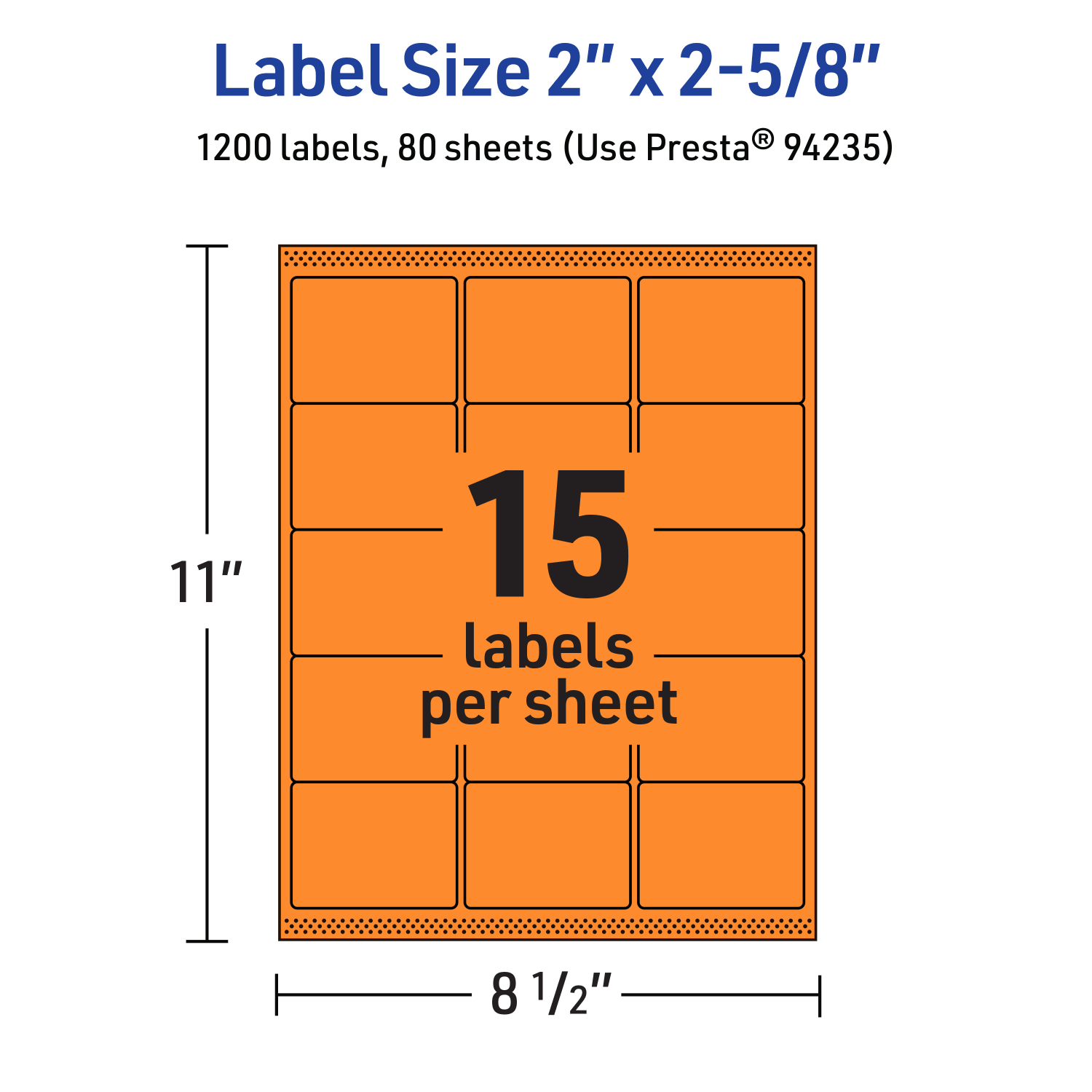Avery Printable Labels With Sure Feed Technology, 94235-BOP80, Rectangle, 2in x 2-5/8in, Matte Bright Orange, Pack of 1200 - Image 6