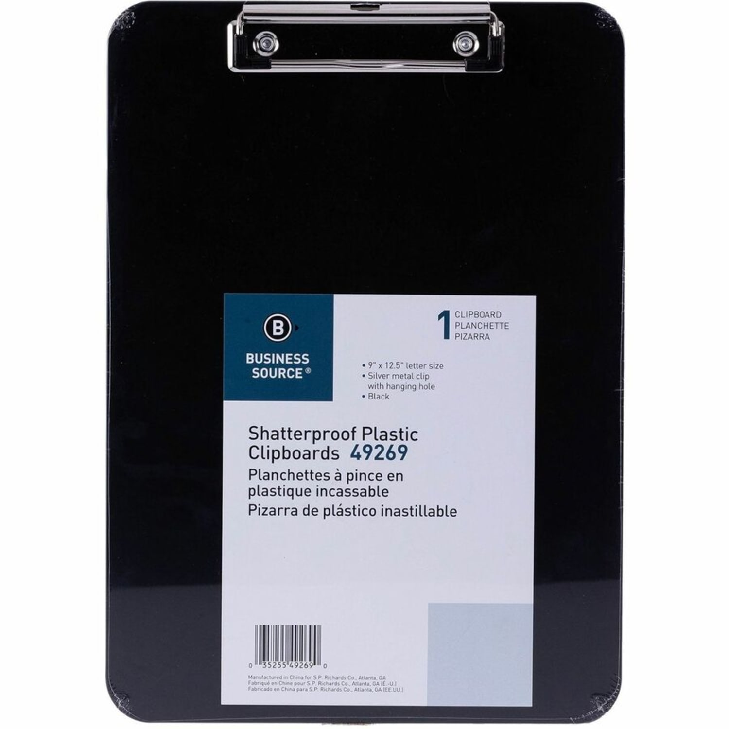 Business Source Shatterproof Clipboard - 8 1/2in x 11in Sheet Size - Plastic - Black - 1 Each - Image 5