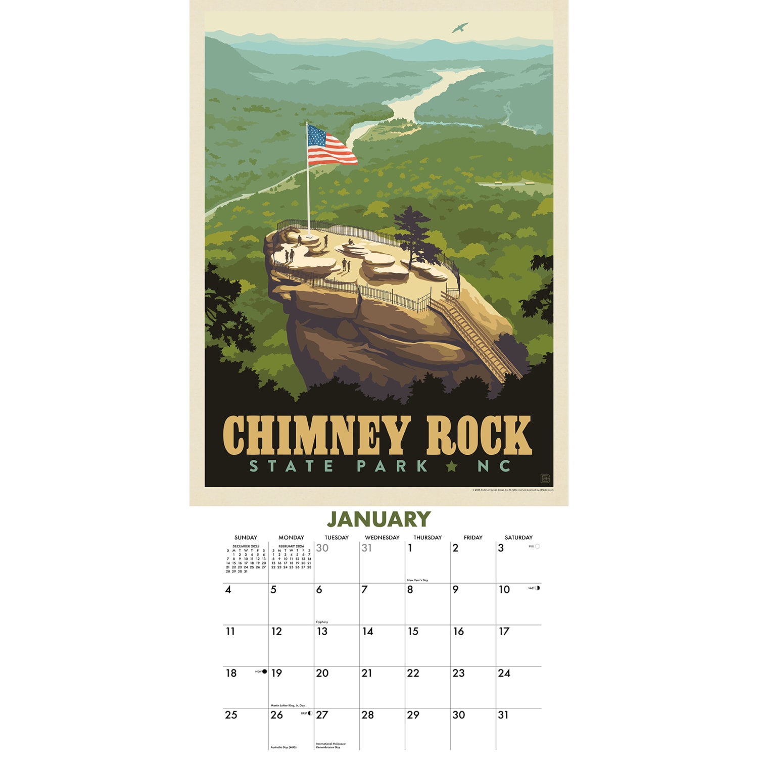 2026 Willow Creek Press Scenic Monthly Wall Calendar, 12in x 12in, National Landmarks (ADG), January To December, 52105 - Image 3