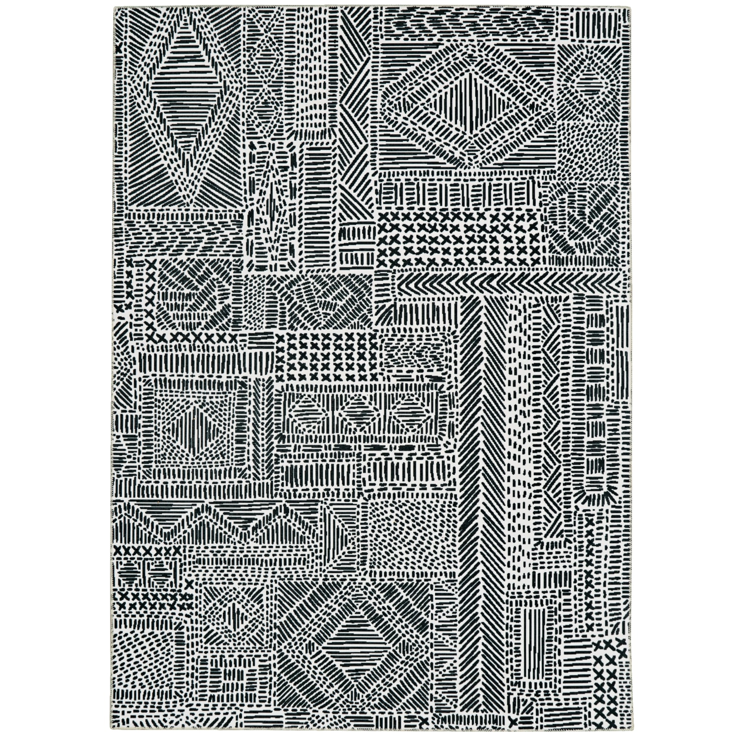 Linon Washable Indoor Rug, Hecate, 5ft x 7ft, Ivory/Black - Image 3