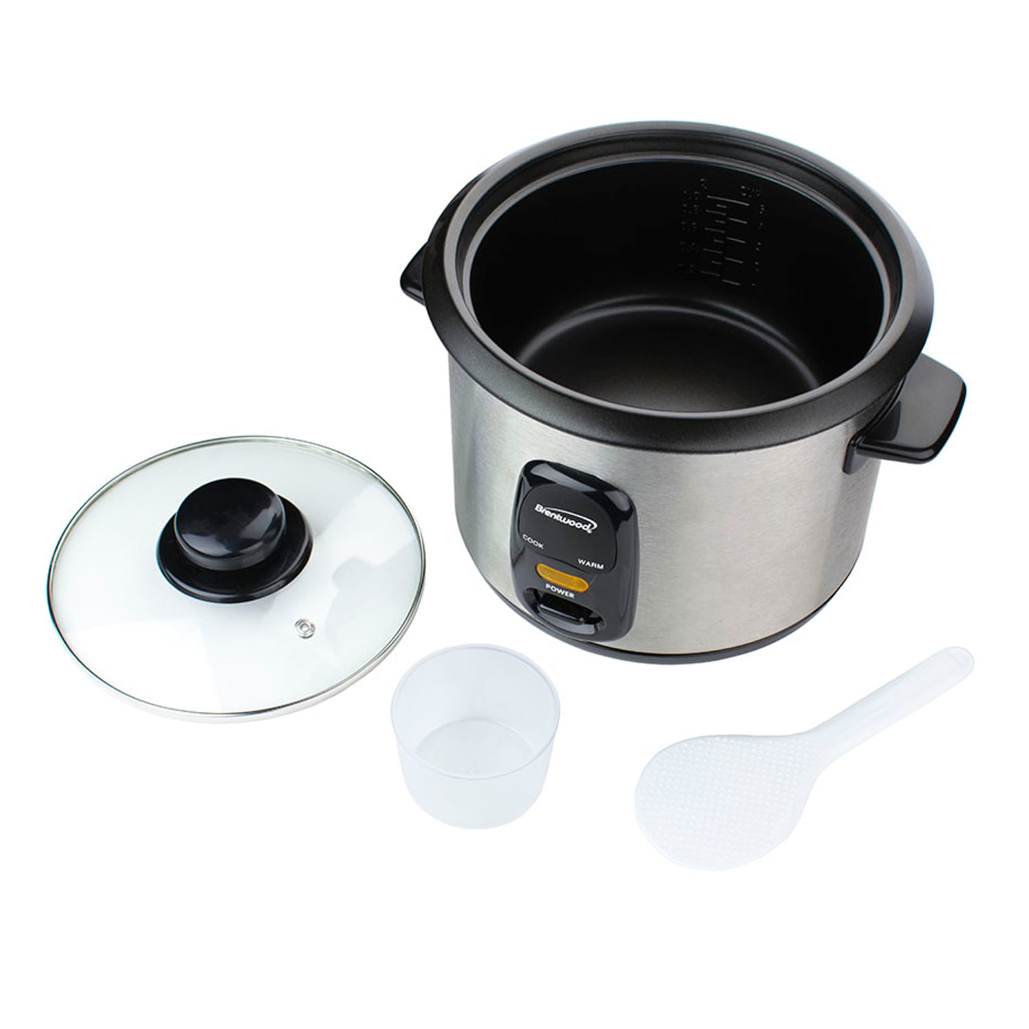 Brentwood 8-Cup Rice Cooker With Steamer, Silver - Image 4