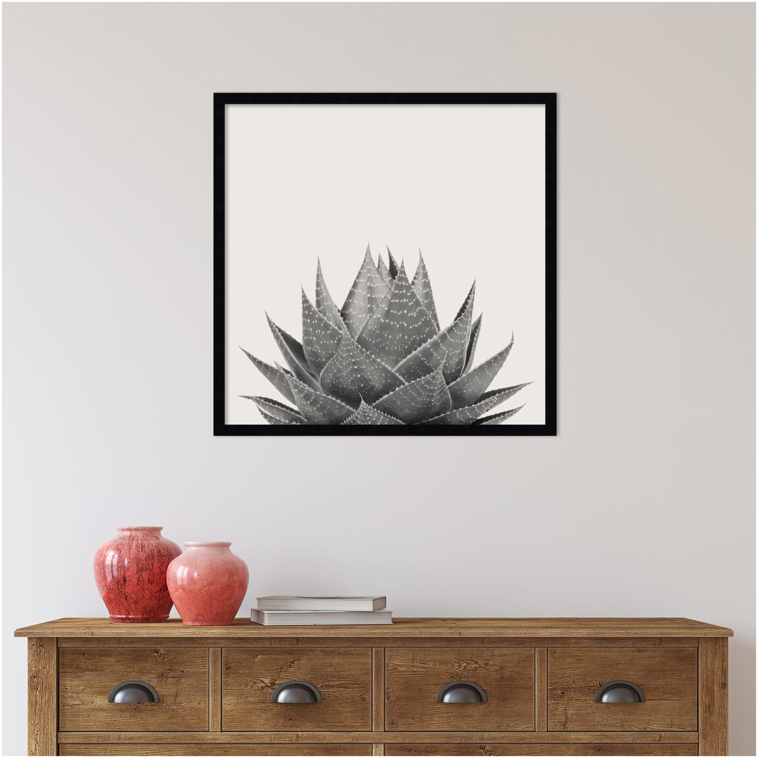 Amanti Art Haze Aloe Succulent by The Creative Bunch Wood Framed Wall Art Print, 25inH x 25inW, Black - Image 6