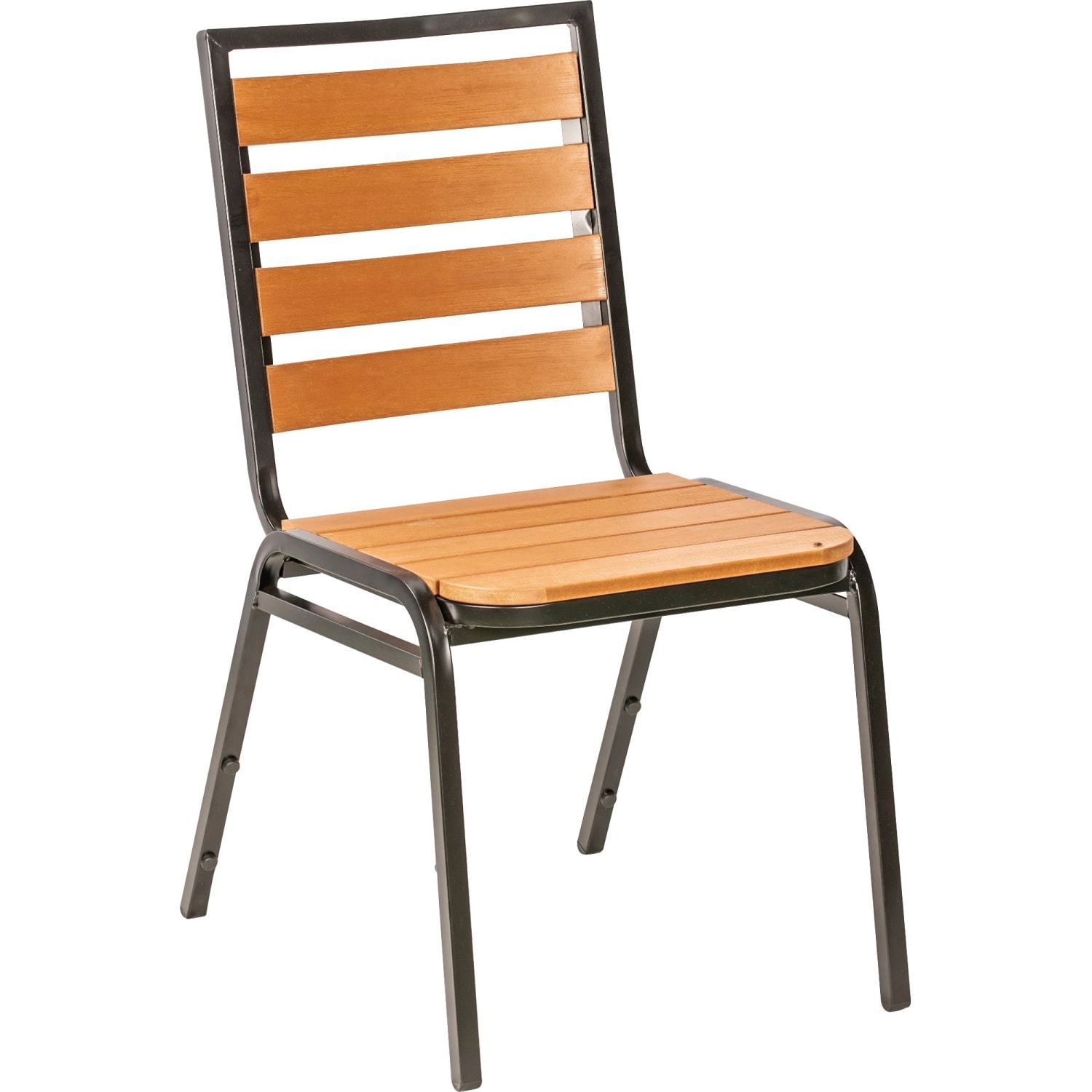 Lorell Faux Wood Outdoor Chairs, Teak/Black, Set Of 4 Chairs - Image 3