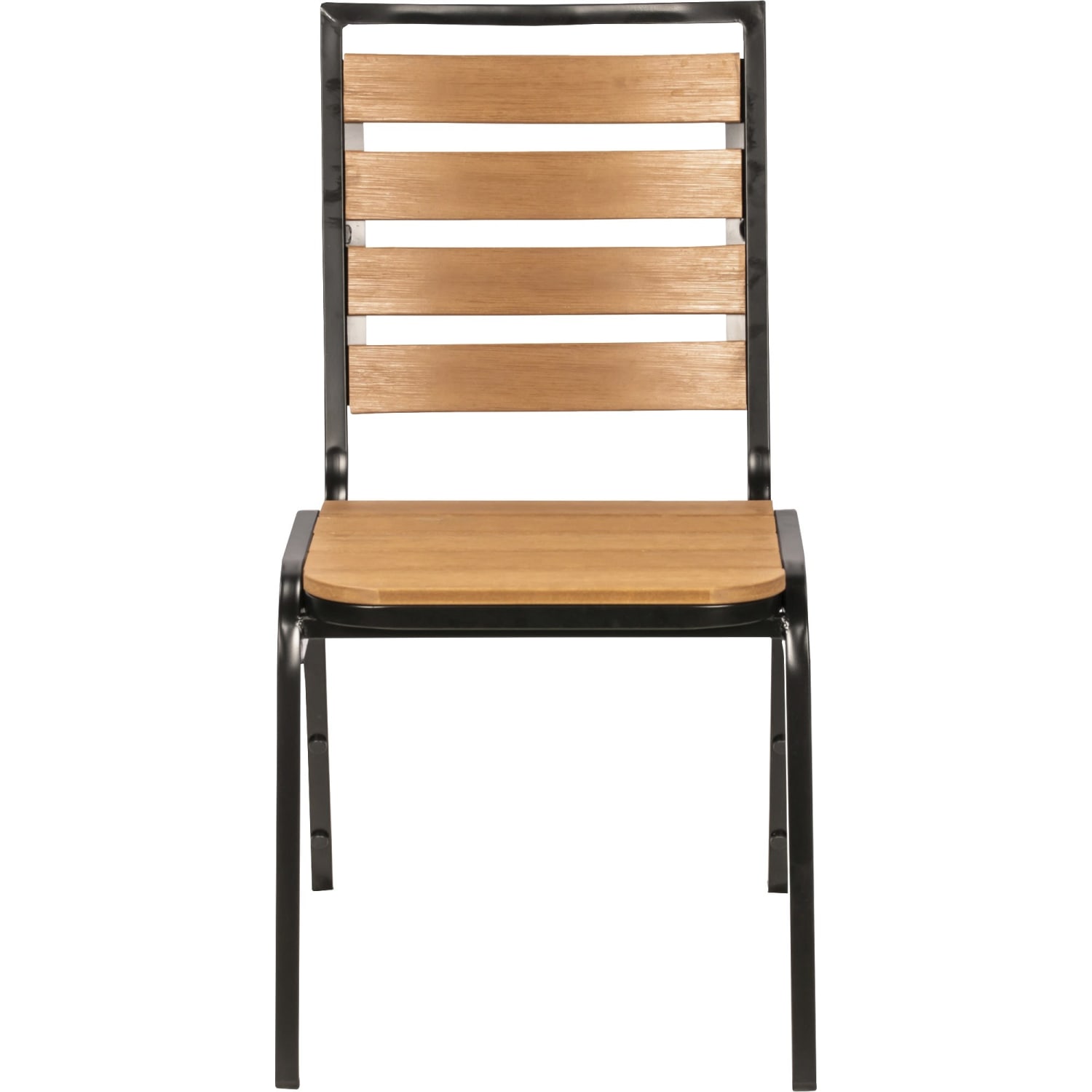 Lorell Faux Wood Outdoor Chairs, Teak/Black, Set Of 4 Chairs - Image 4