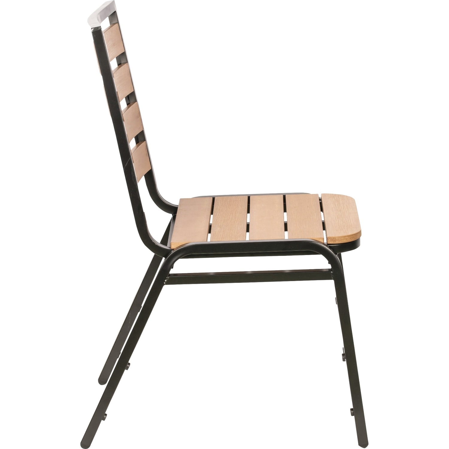 Lorell Faux Wood Outdoor Chairs, Teak/Black, Set Of 4 Chairs - Image 5