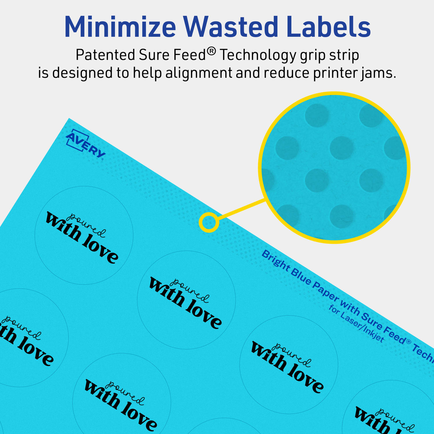Avery Print-To-The-Edge Labels With Sure Feed Technology And Easy Peel Label Feature, 94507-BBP10, Round, 1-5/8in, Matte Bright Blue, Pack of 200 - Image 5