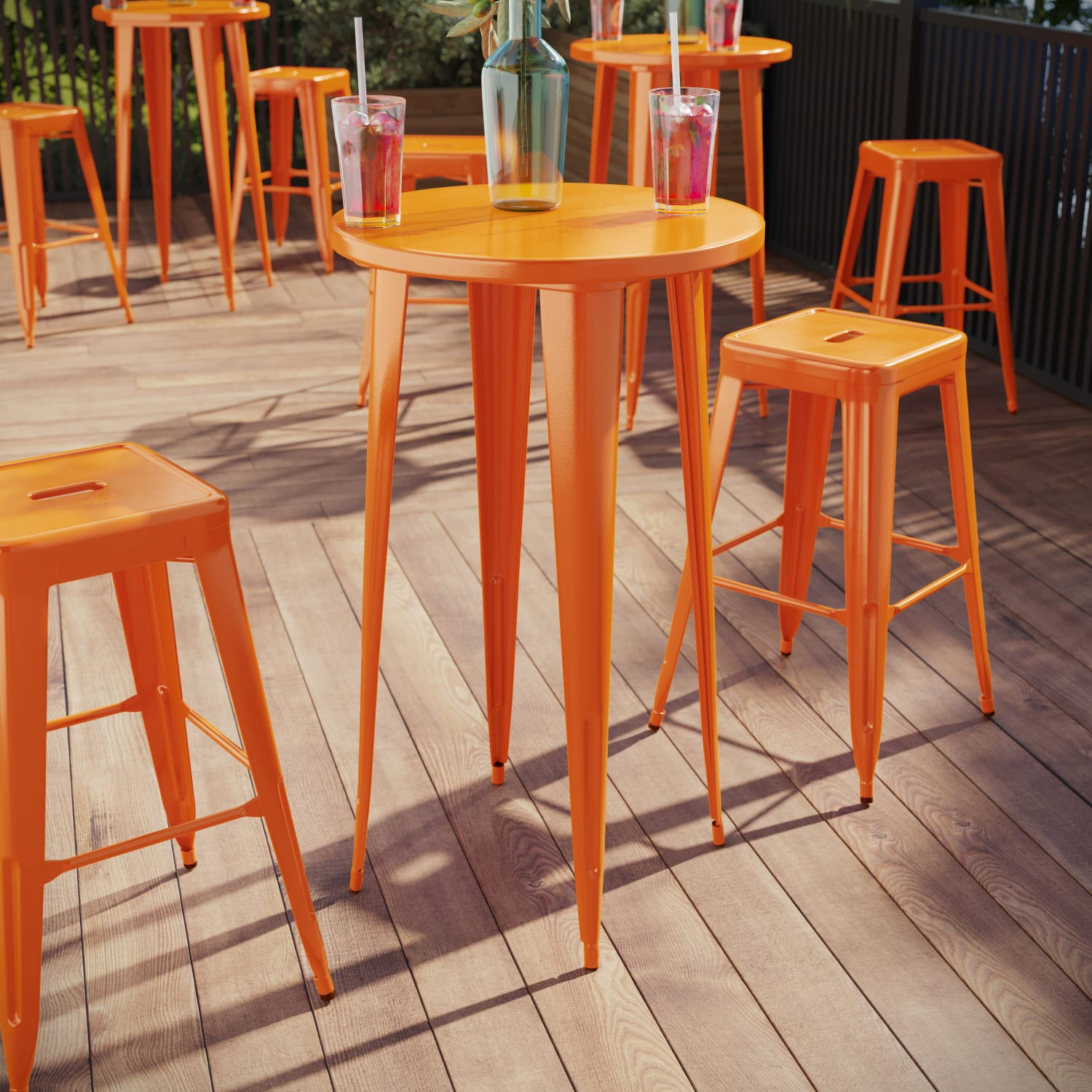 Flash Furniture Commercial Grade 24in Round Metal Indoor-Outdoor Bar Height Table, Orange - Image 5