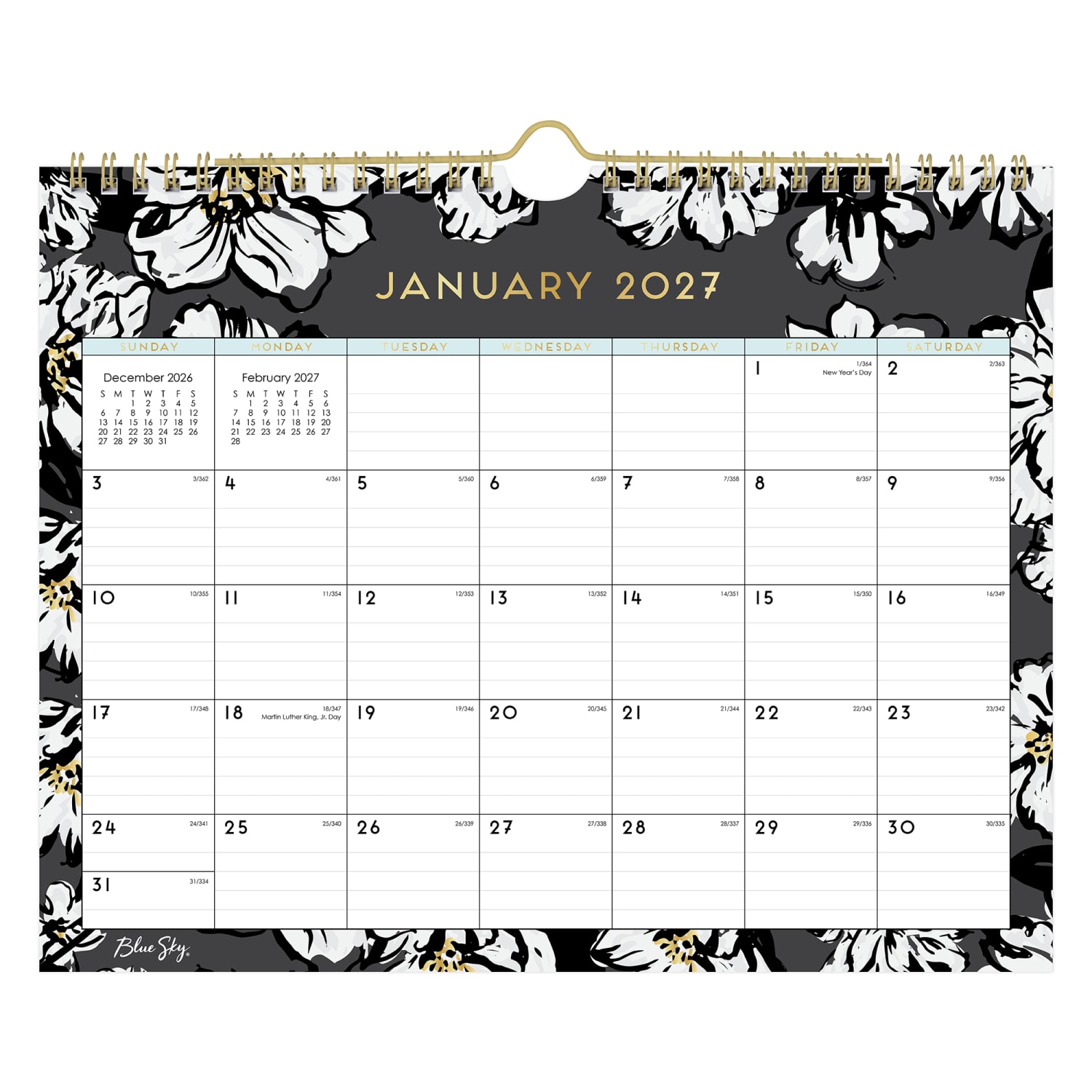 2027 Blue Sky Baccara Dark Monthly Wall Calendar, 11x8.75, 0%, Baccara Dark, Jan-Dec, RY27