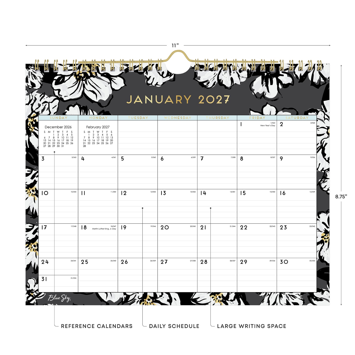 2027 Blue Sky Baccara Dark Monthly Wall Calendar, 11x8.75, 0%, Baccara Dark, Jan-Dec, RY27 - Image 3