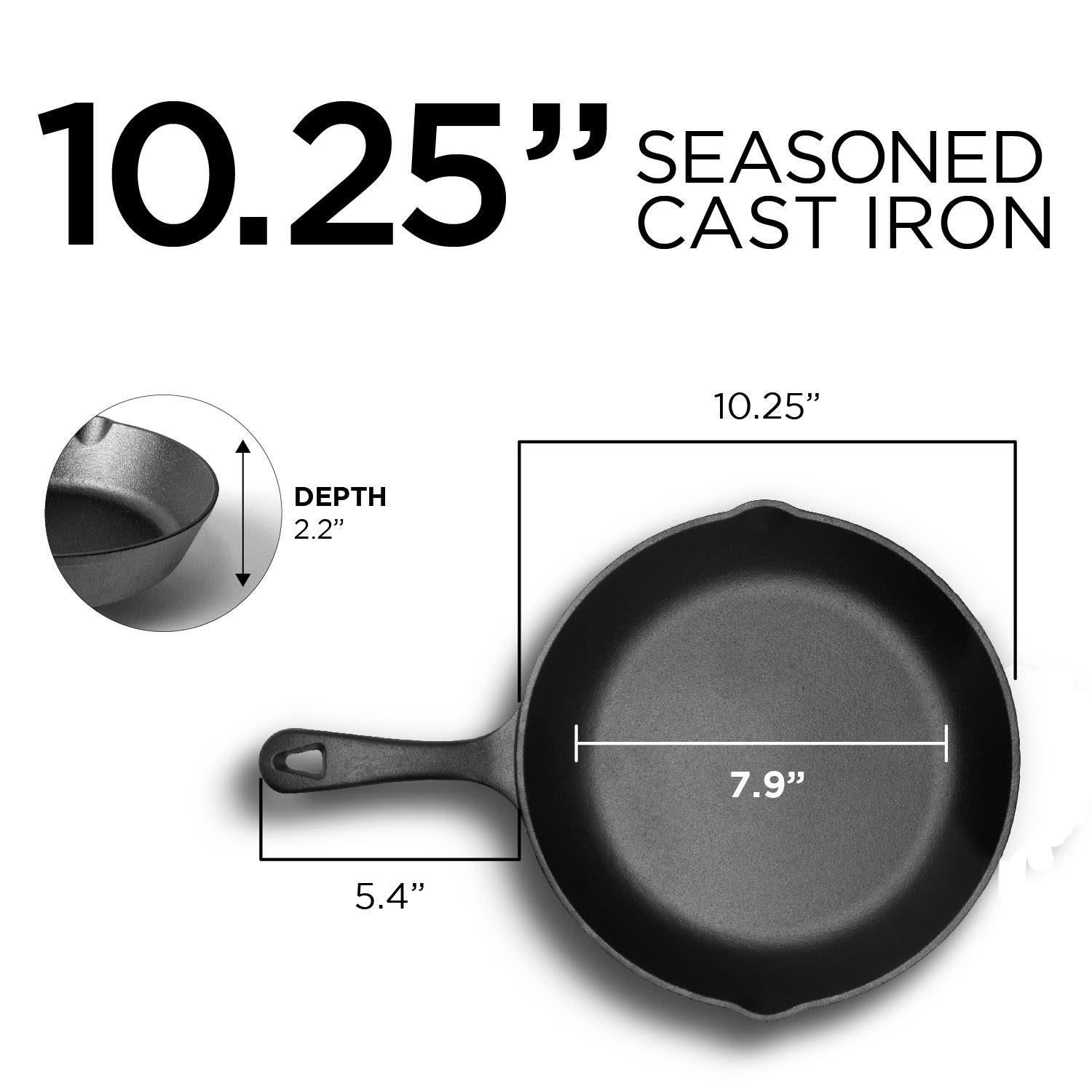 Commercial Chef Cast Iron Saute Skillet, 10-1/4in, Black - Image 3