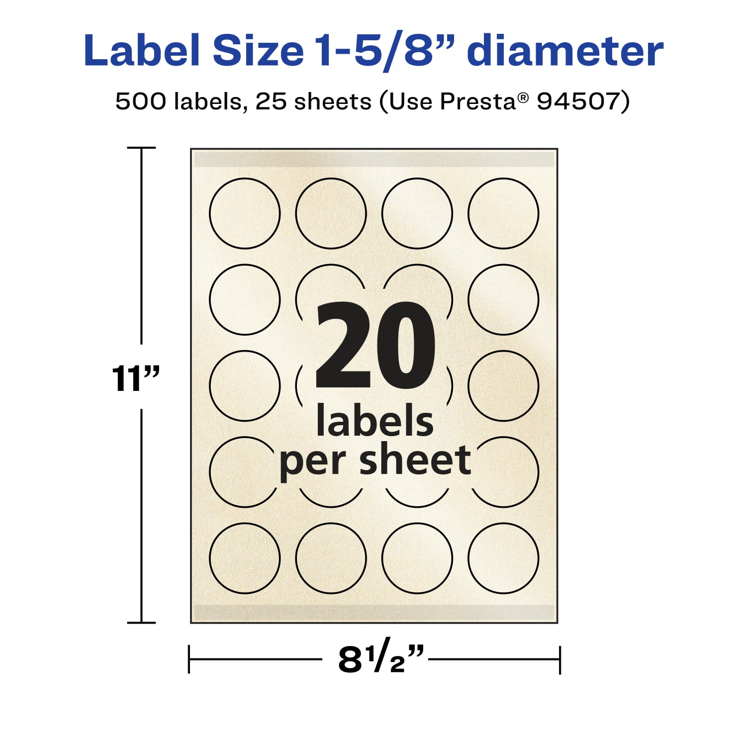 Avery Pearlized Permanent Labels With Sure Feed, 94507-PIP25, Round, 1-5/8in Diameter, Ivory, Pack Of 500 Labels - Image 6